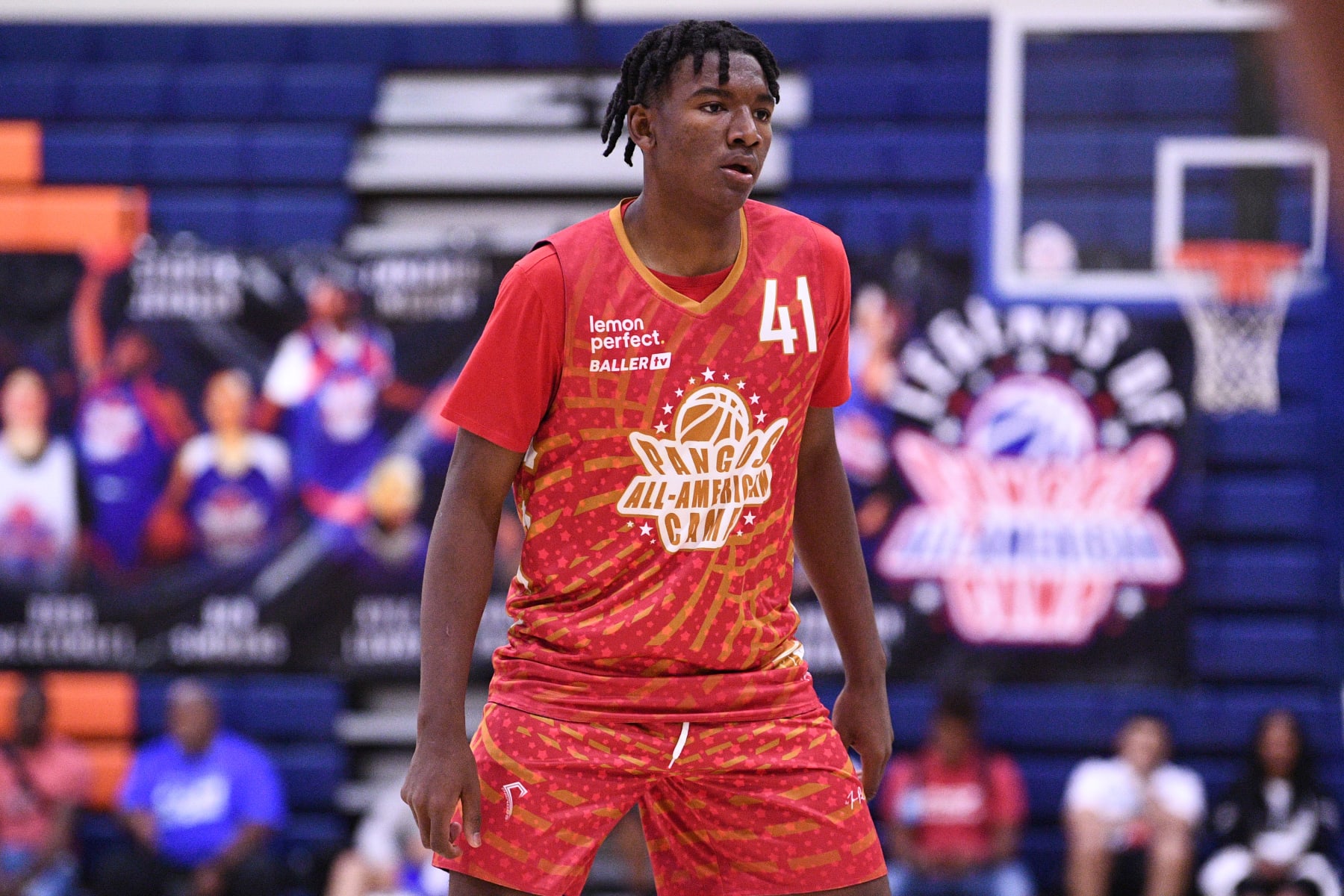 LAS VEGAS, NV - JUNE 06: Karter Knox looks on during the Pangos All-American Camp on June 6, 2022 at the Bishop Gorman High School in Las Vegas, NV. (Photo by Brian Rothmuller/Icon Sportswire via Getty Images)