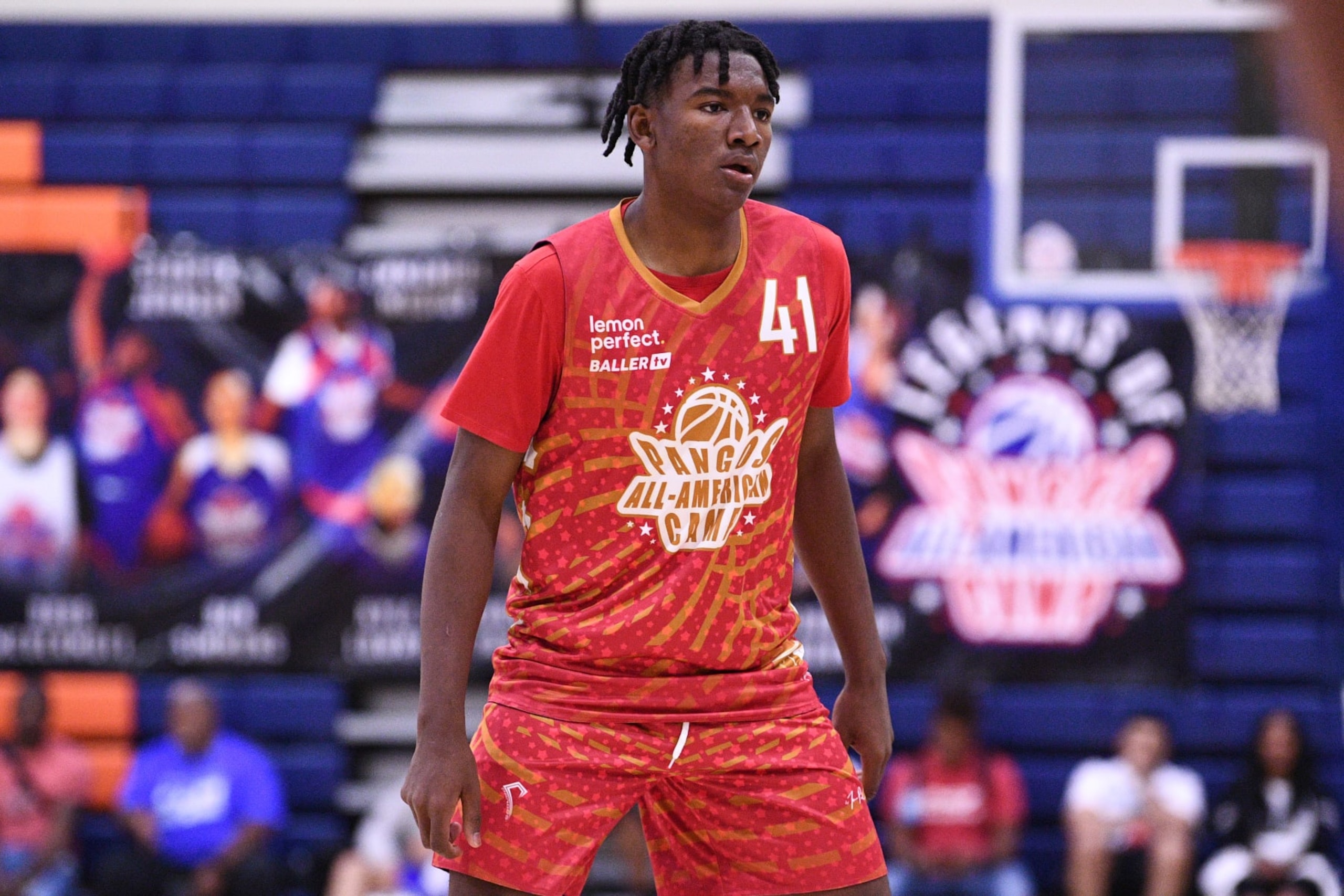 LAS VEGAS, NV - JUNE 06: Karter Knox looks on during the Pangos All-American Camp on June 6, 2022 at the Bishop Gorman High School in Las Vegas, NV. (Photo by Brian Rothmuller/Icon Sportswire via Getty Images)