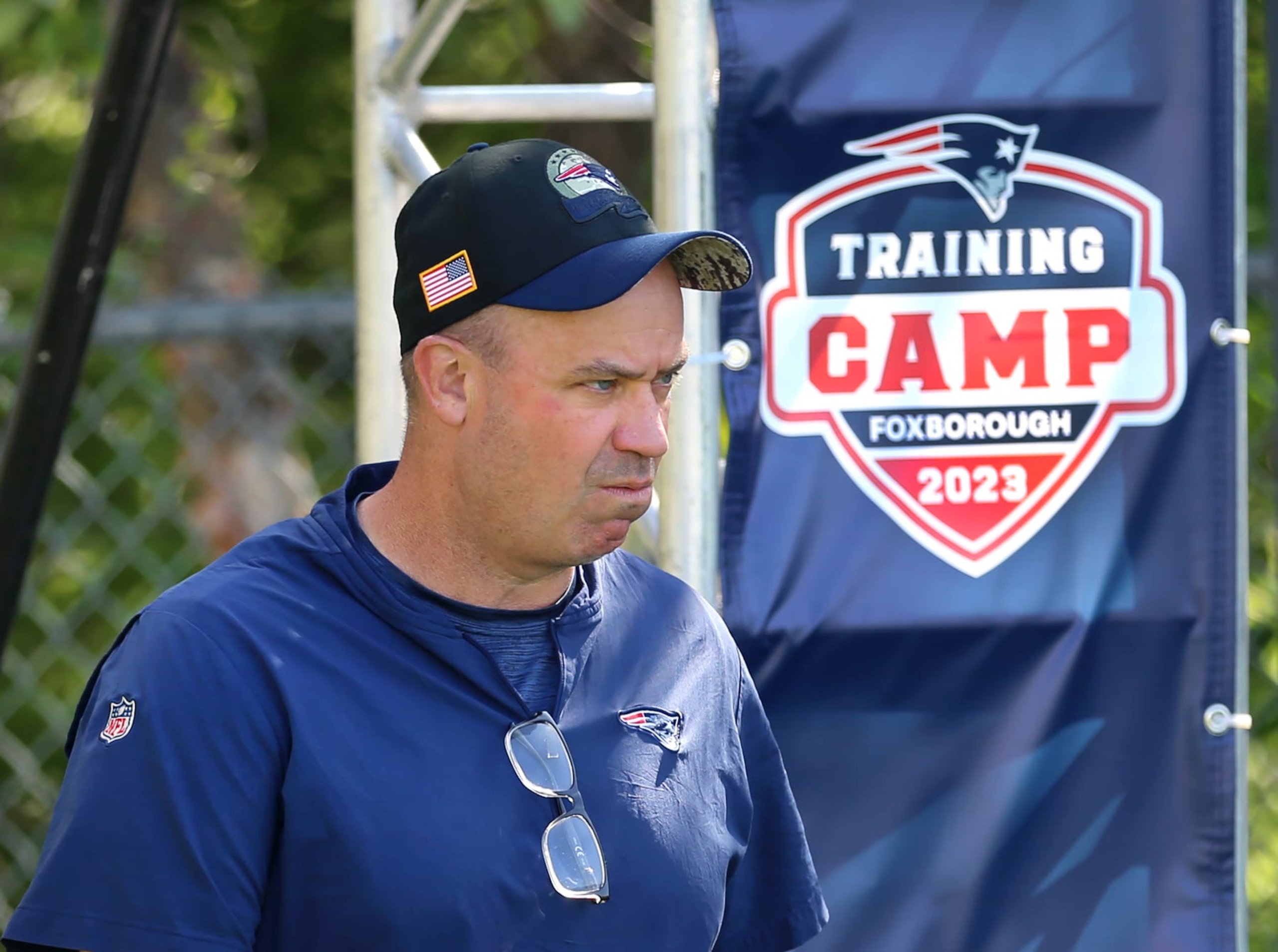Foxborough, MA - July 28: New England Patriots offensive coordinator Bill O'Brien. (Photo by John Tlumacki/The Boston Globe via Getty Images)