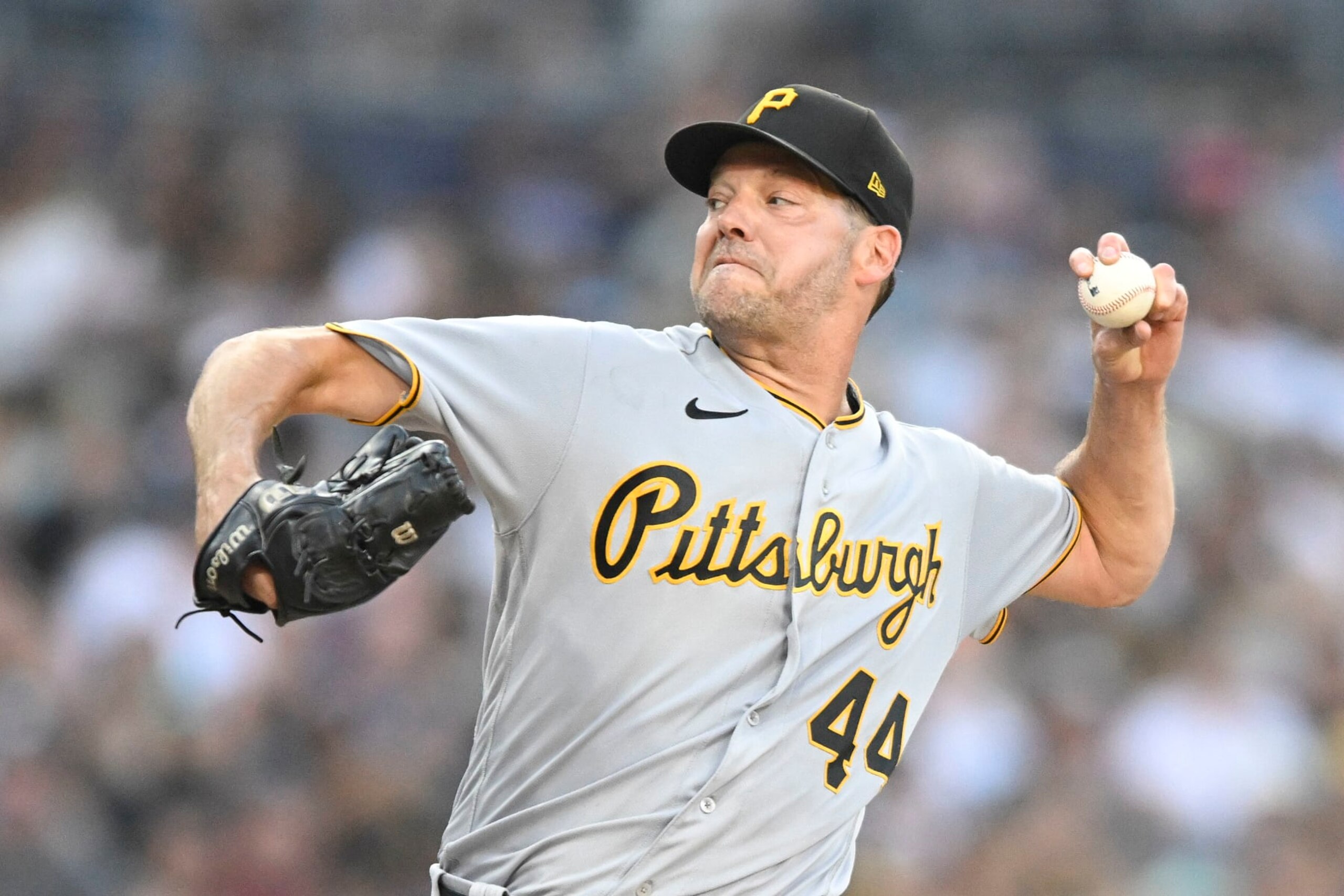 SAN DIEGO, CA - JULY 25: Rich Hill #44 of the Pittsburgh Pirates pitches during the second inning of a baseball game against the San Diego Padres July 25, 2023 at Petco Park in San Diego, California. (Photo by Denis Poroy/Getty Images) SAN DIEGO, CA - JULY 25: Rich Hill #44 of the Pittsburgh Pirates pitches during the second inning of a baseball game against the San Diego Padres July 25, 2023 at Petco Park in San Diego, California. (Photo by Denis Poroy/Getty Images)