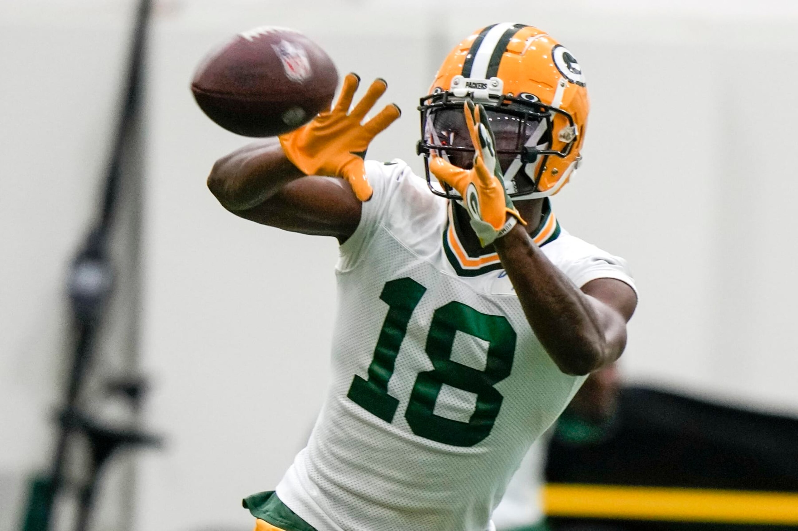 Green Bay Packers' Malik Heath catches a pass during an NFL football rookie mini camp practice session Friday, May 5, 2023, in Green Bay, Wis. (AP Photo/Morry Gash) Green Bay Packers' Malik Heath catches a pass during an NFL football rookie mini camp practice session Friday, May 5, 2023, in Green Bay, Wis. (AP Photo/Morry Gash)