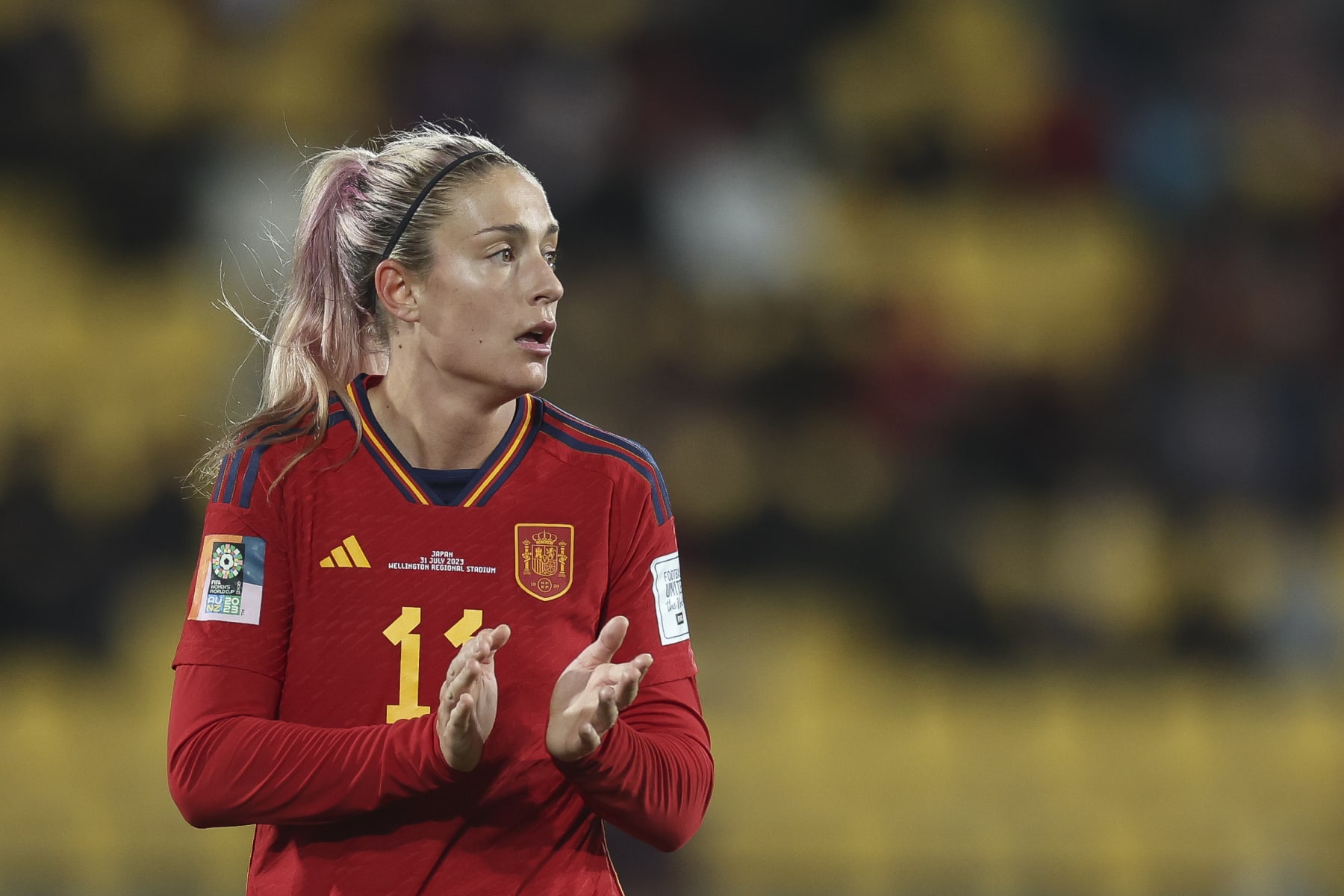 WELLINGTON, NEW ZEALAND - JULY 31: Alexia Putellas of Spain looks on  during the FIFA Women's World Cup Australia & New Zealand 2023 Group C match between Japan and Spain at Wellington Regional Stadium on July 31, 2023 in Wellington / Te Whanganui-a-Tara, New Zealand. (Photo by Maja Hitij - FIFA/FIFA via Getty Images)