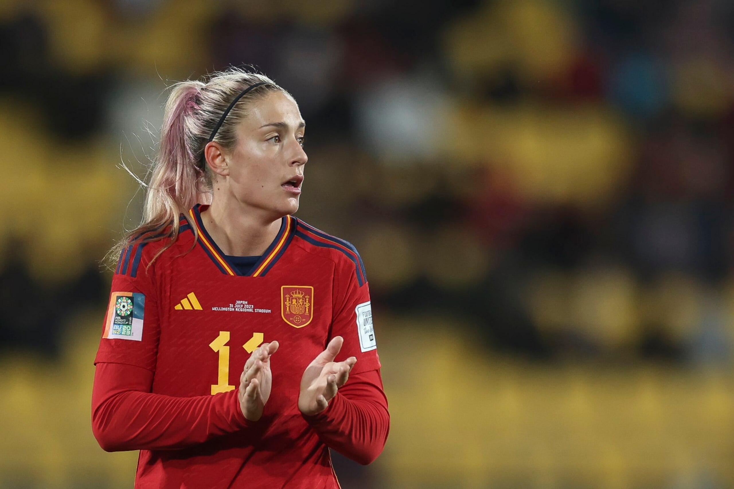 WELLINGTON, NEW ZEALAND - JULY 31: Alexia Putellas of Spain looks on  during the FIFA Women's World Cup Australia & New Zealand 2023 Group C match between Japan and Spain at Wellington Regional Stadium on July 31, 2023 in Wellington / Te Whanganui-a-Tara, New Zealand. (Photo by Maja Hitij - FIFA/FIFA via Getty Images)