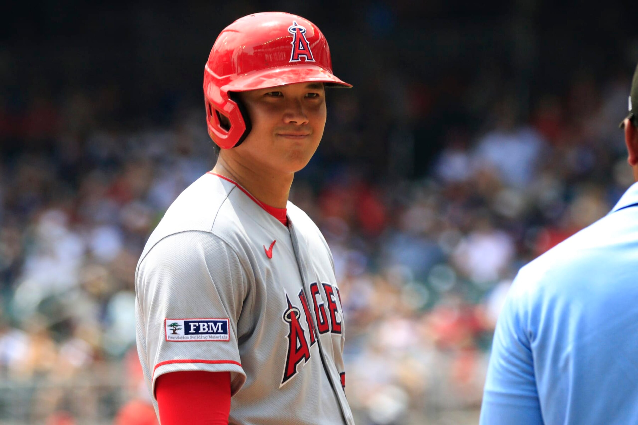 ATLANTA, GA - AUGUST 02: Los Angeles Angels designated hitter Shohei Ohtani #17 is all smiles after reaching 3rd base during the MLB game between the Los Angeles Angels and the Atlanta Braves on August 2, 2023 at TRUIST Park in Atlanta, GA. (Photo by Jeff Robinson/Icon Sportswire via Getty Images) ATLANTA, GA - AUGUST 02: Los Angeles Angels designated hitter Shohei Ohtani #17 is all smiles after reaching 3rd base during the MLB game between the Los Angeles Angels and the Atlanta Braves on August 2, 2023 at TRUIST Park in Atlanta, GA. (Photo by Jeff Robinson/Icon Sportswire via Getty Images)