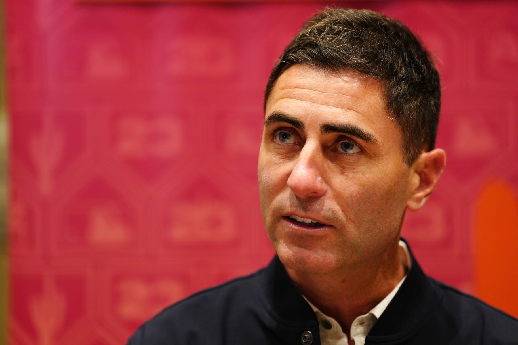 PHOENIX, AZ - FEBRUARY 15: A.J Preller, President of Baseball Operations and General Manager of the San Diego Padres, speaks to the media during the Spring Training Cactus League Media Day at Arizona Biltmore on Wednesday, February 15, 2023 in Phoenix, Arizona. (Photo by Daniel Shirey/MLB Photos via Getty Images)