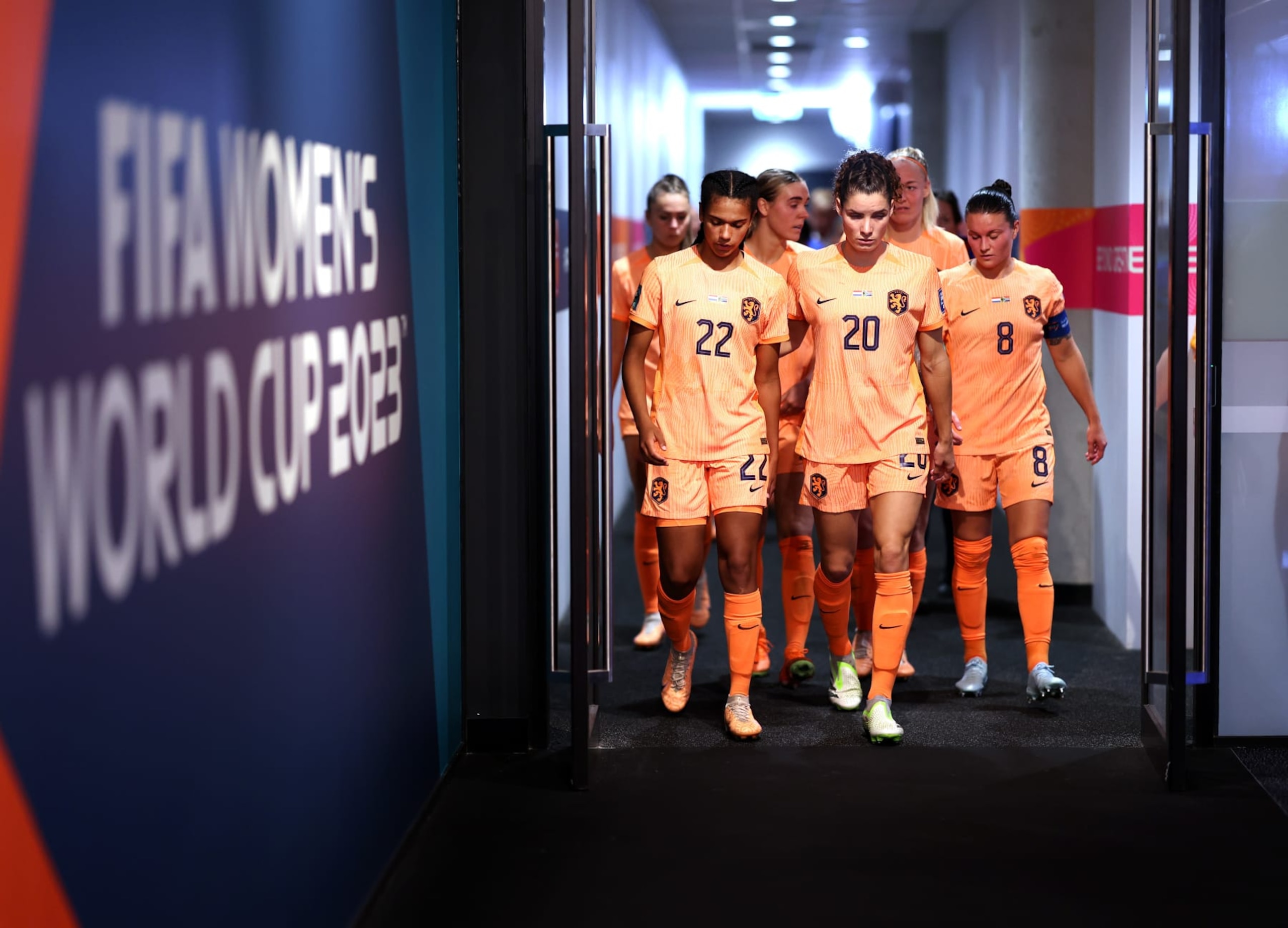 SYDNEY, AUSTRALIA - AUGUST 06: Netherlands players walk out the tunnel before the second half during the FIFA Women's World Cup Australia & New Zealand 2023 Round of 16 match between Netherlands and South Africa at Sydney Football Stadium on August 06, 2023 in Sydney / Gadigal, Australia. (Photo by Maddie Meyer - FIFA/FIFA via Getty Images)