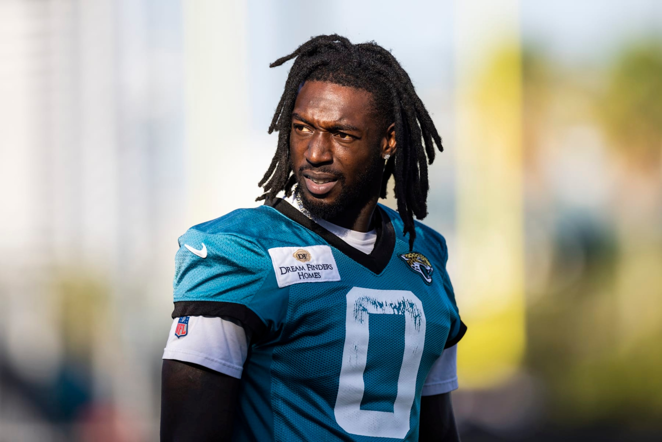 JACKSONVILLE, FLORIDA - AUGUST 03: Calvin Ridley #0 of the Jacksonville Jaguars looks on during Training Camp at Miller Electric Center on August 03, 2023 in Jacksonville, Florida. (Photo by James Gilbert/Getty Images) JACKSONVILLE, FLORIDA - AUGUST 03: Calvin Ridley #0 of the Jacksonville Jaguars looks on during Training Camp at Miller Electric Center on August 03, 2023 in Jacksonville, Florida. (Photo by James Gilbert/Getty Images)