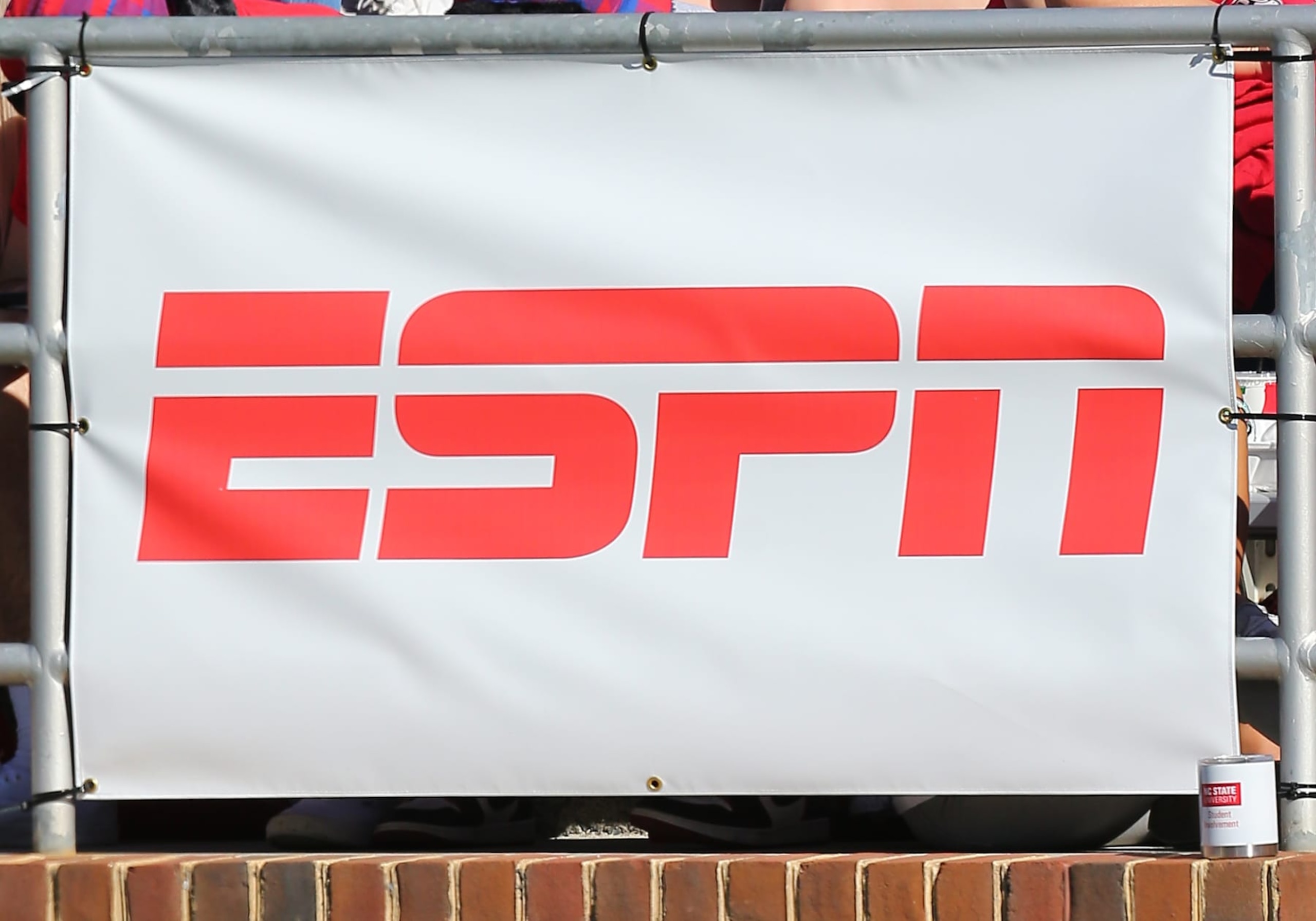 LYNCHBURG, VA - OCTOBER 22: ESPN banner with logo prior to a college football game between the BYU Cougars and the Liberty Flames on October 22, 2022, at Williams Stadium in Lynchburg, VA. (Photo by Lee Coleman/Icon Sportswire via Getty Images)