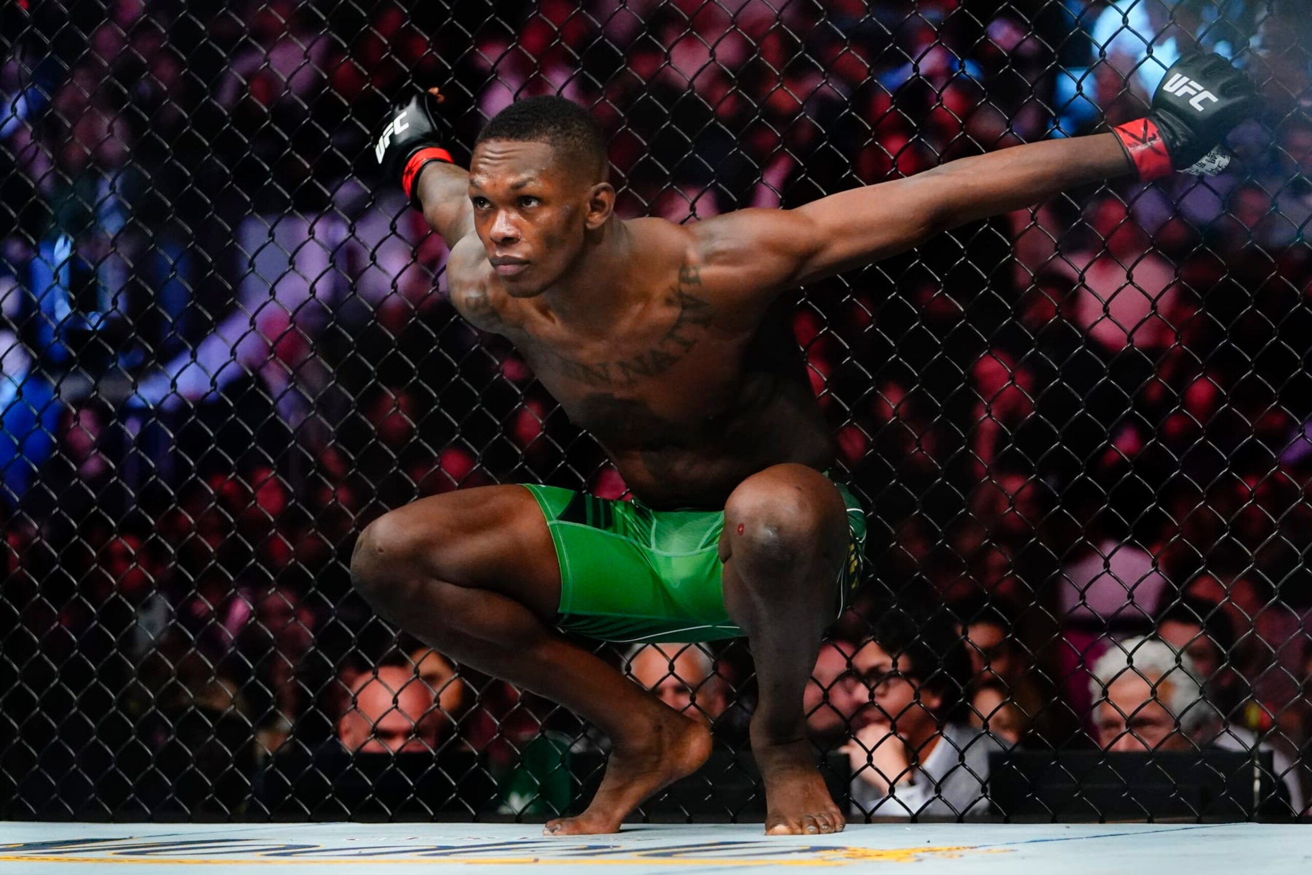 Nigeria's Israel Adesanya waits for the start of a middleweight bout against Brazil's Alex Pereira at the UFC 281 mixed martial arts event early Sunday, Nov. 13, 2022, in New York. Pereira stopped Adesanya in the fifth round. (AP Photo/Frank Franklin II)