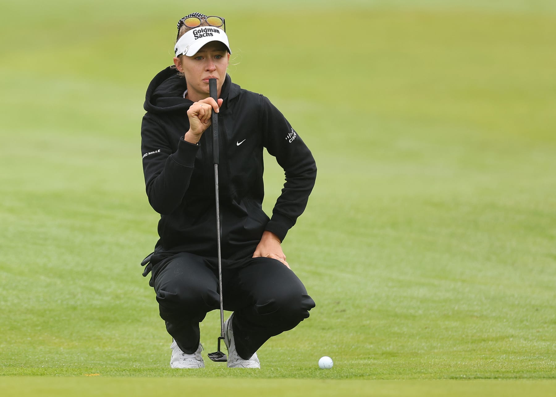 TADWORTH, ENGLAND - AUGUST 08: Nelly Korda of the United States in action during the Pro Am event prior to the AIG Women's Open at Walton Heath Golf Club on August 08, 2023 in Tadworth, England. (Photo by Andrew Redington/Getty Images)