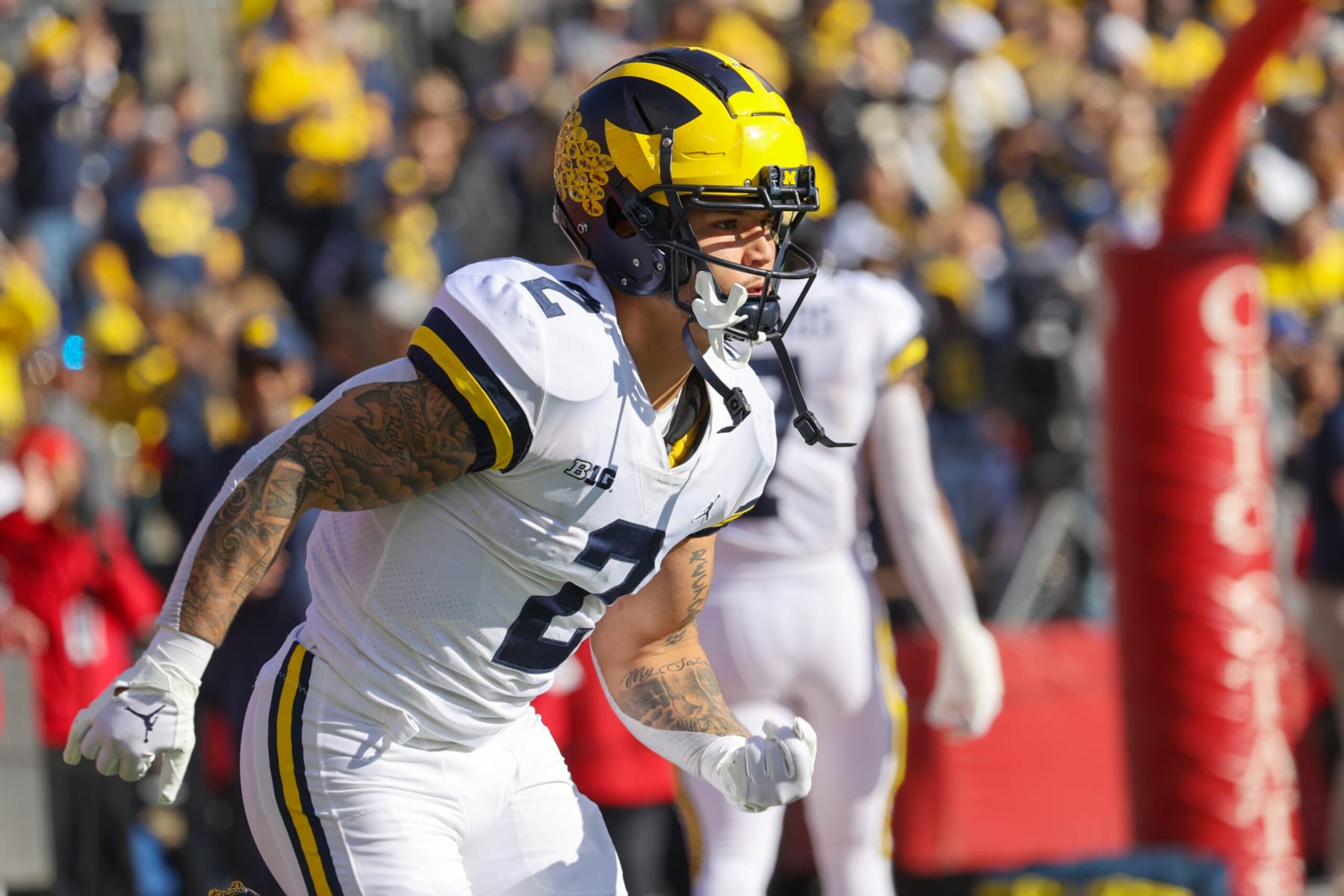 COLUMBUS, OH - NOVEMBER 26: Michigan Wolverines running back Blake Corum (2) warms up prior to the college football game between the Michigan Wolverines and Ohio State Buckeyes on November 26, 2022, at Ohio Stadium in Columbus, OH. (Photo by Frank Jansky/Icon Sportswire via Getty Images) COLUMBUS, OH - NOVEMBER 26: Michigan Wolverines running back Blake Corum (2) warms up prior to the college football game between the Michigan Wolverines and Ohio State Buckeyes on November 26, 2022, at Ohio Stadium in Columbus, OH. (Photo by Frank Jansky/Icon Sportswire via Getty Images)