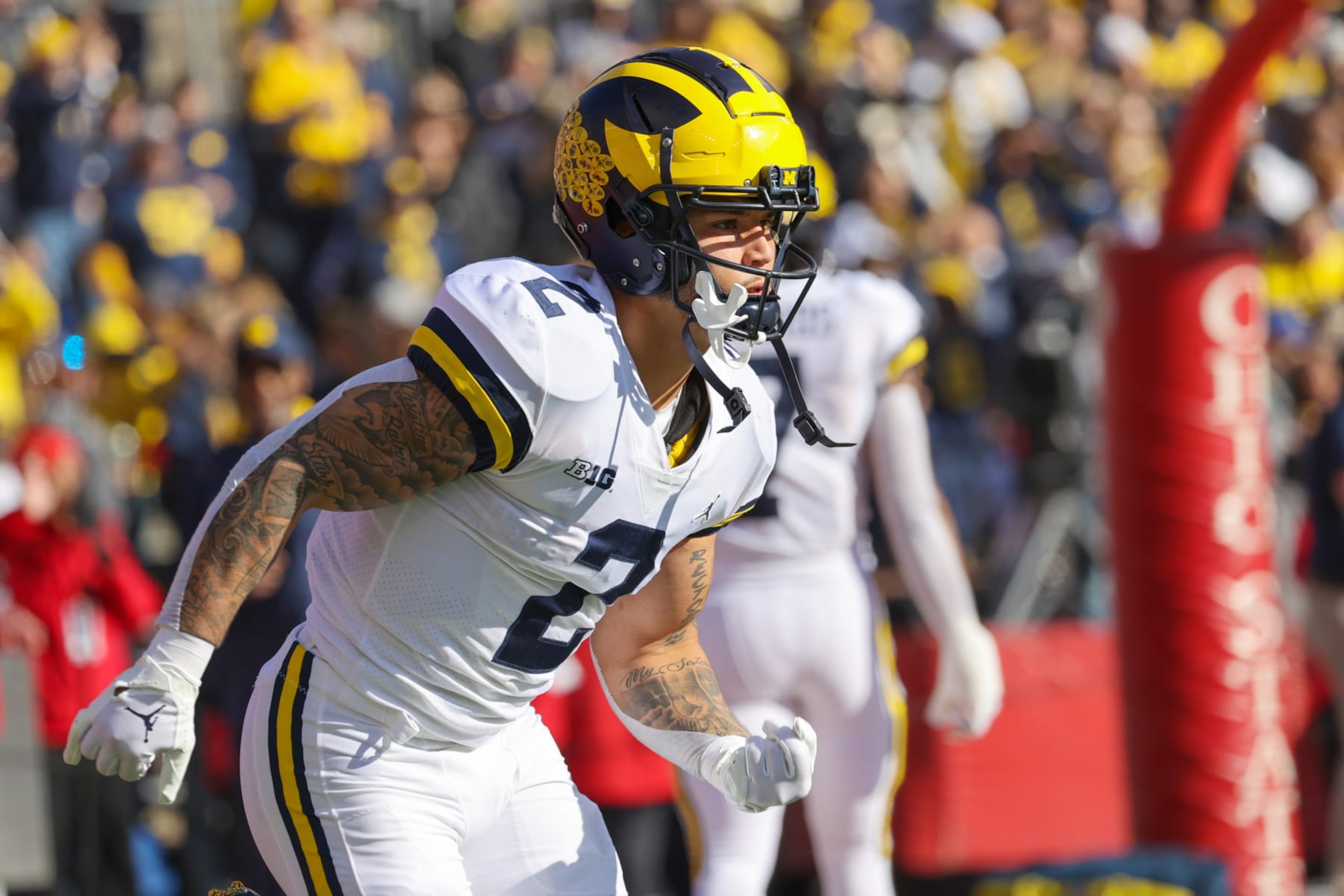 COLUMBUS, OH - NOVEMBER 26: Michigan Wolverines running back Blake Corum (2) warms up prior to the college football game between the Michigan Wolverines and Ohio State Buckeyes on November 26, 2022, at Ohio Stadium in Columbus, OH. (Photo by Frank Jansky/Icon Sportswire via Getty Images) COLUMBUS, OH - NOVEMBER 26: Michigan Wolverines running back Blake Corum (2) warms up prior to the college football game between the Michigan Wolverines and Ohio State Buckeyes on November 26, 2022, at Ohio Stadium in Columbus, OH. (Photo by Frank Jansky/Icon Sportswire via Getty Images)