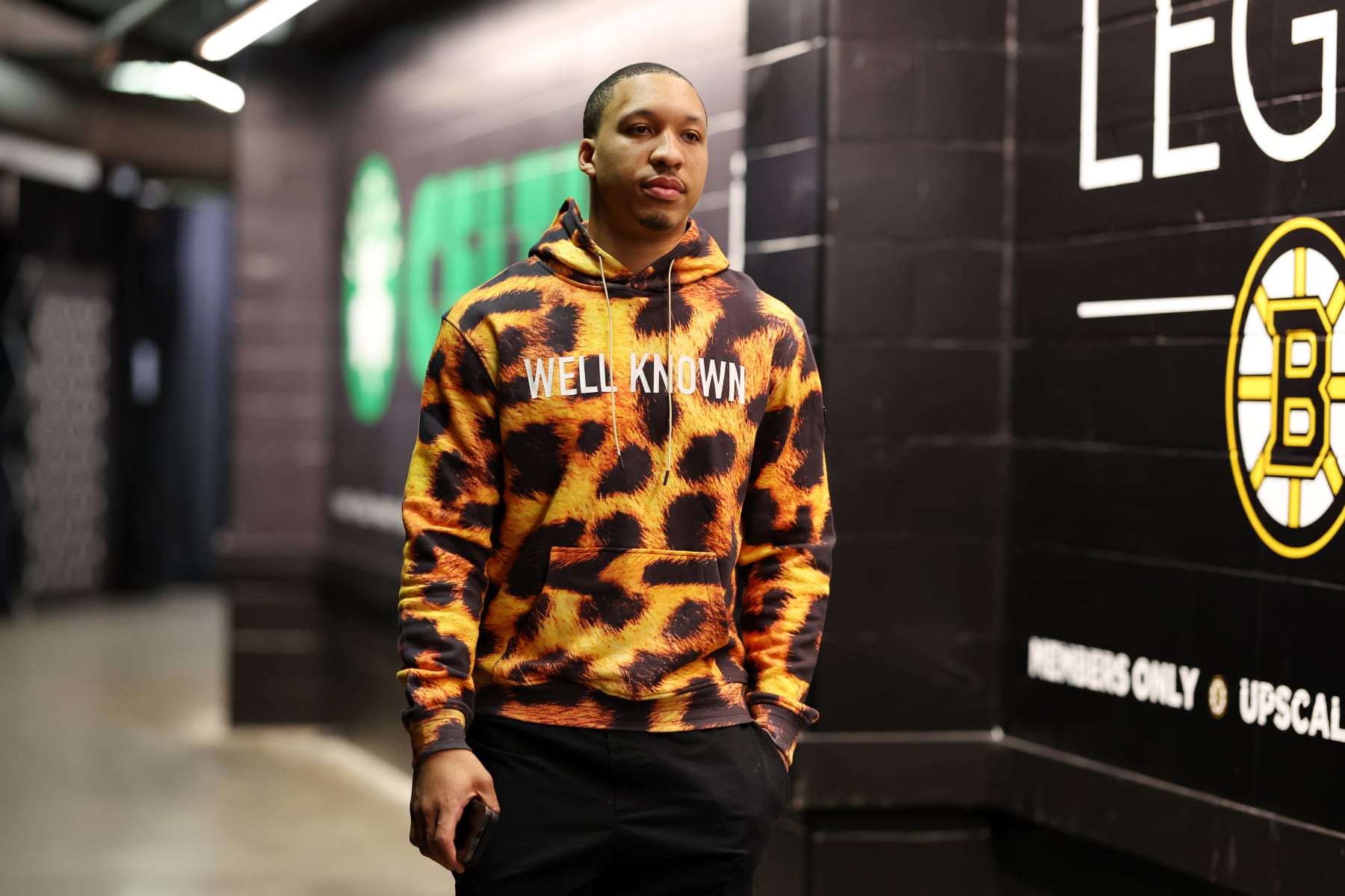 BOSTON, MASSACHUSETTS - MAY 29: Grant Williams #12 of the Boston Celtics arrives prior to game seven of the Eastern Conference Finals against the Miami Heat at TD Garden on May 29, 2023 in Boston, Massachusetts. NOTE TO USER: User expressly acknowledges and agrees that, by downloading and or using this photograph, User is consenting to the terms and conditions of the Getty Images License Agreement. (Photo by Maddie Meyer/Getty Images)