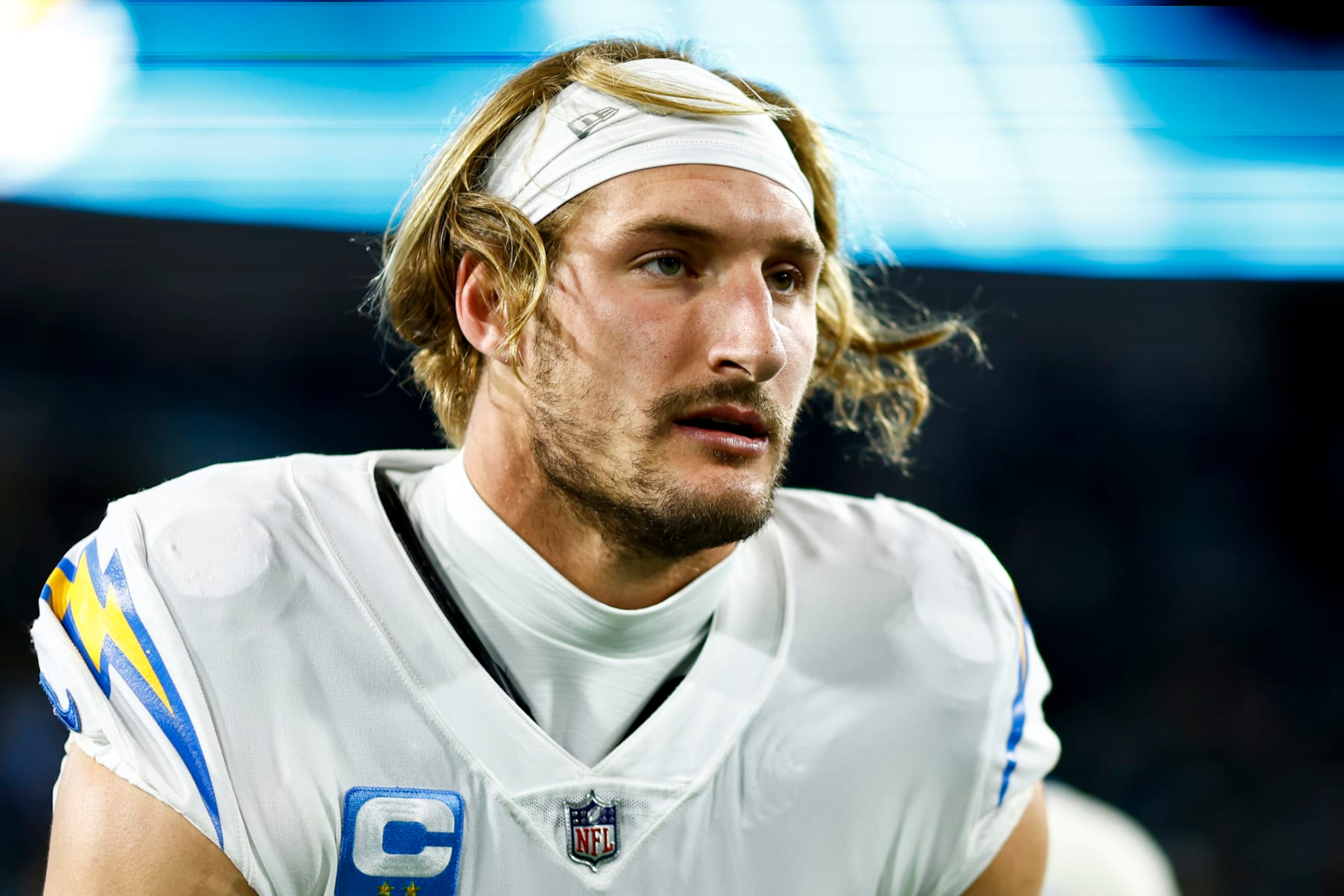 JACKSONVILLE, FL - JANUARY 14: Joey Bosa #97 of the Los Angeles Chargers stretches prior to an NFL wild card playoff football game against the Jacksonville Jaguars at TIAA Bank Field on January 14, 2023 in Jacksonville, Florida. (Photo by Kevin Sabitus/Getty Images) JACKSONVILLE, FL - JANUARY 14: Joey Bosa #97 of the Los Angeles Chargers stretches prior to an NFL wild card playoff football game against the Jacksonville Jaguars at TIAA Bank Field on January 14, 2023 in Jacksonville, Florida. (Photo by Kevin Sabitus/Getty Images)