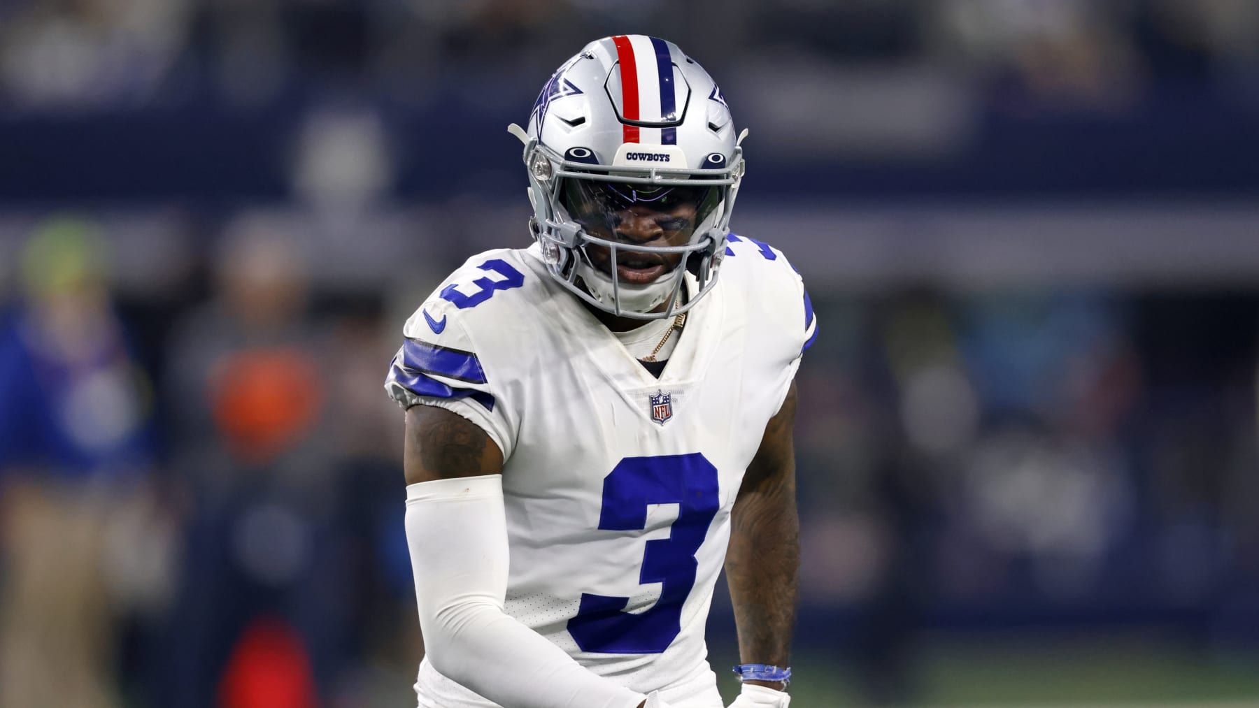 Dallas Cowboys cornerback Anthony Brown (3) looks on against the Indianapolis Colts during an NFL football game in Arlington, Texas, Sunday, Dec. 4, 2022. (AP Photo/Ron Jenkins)