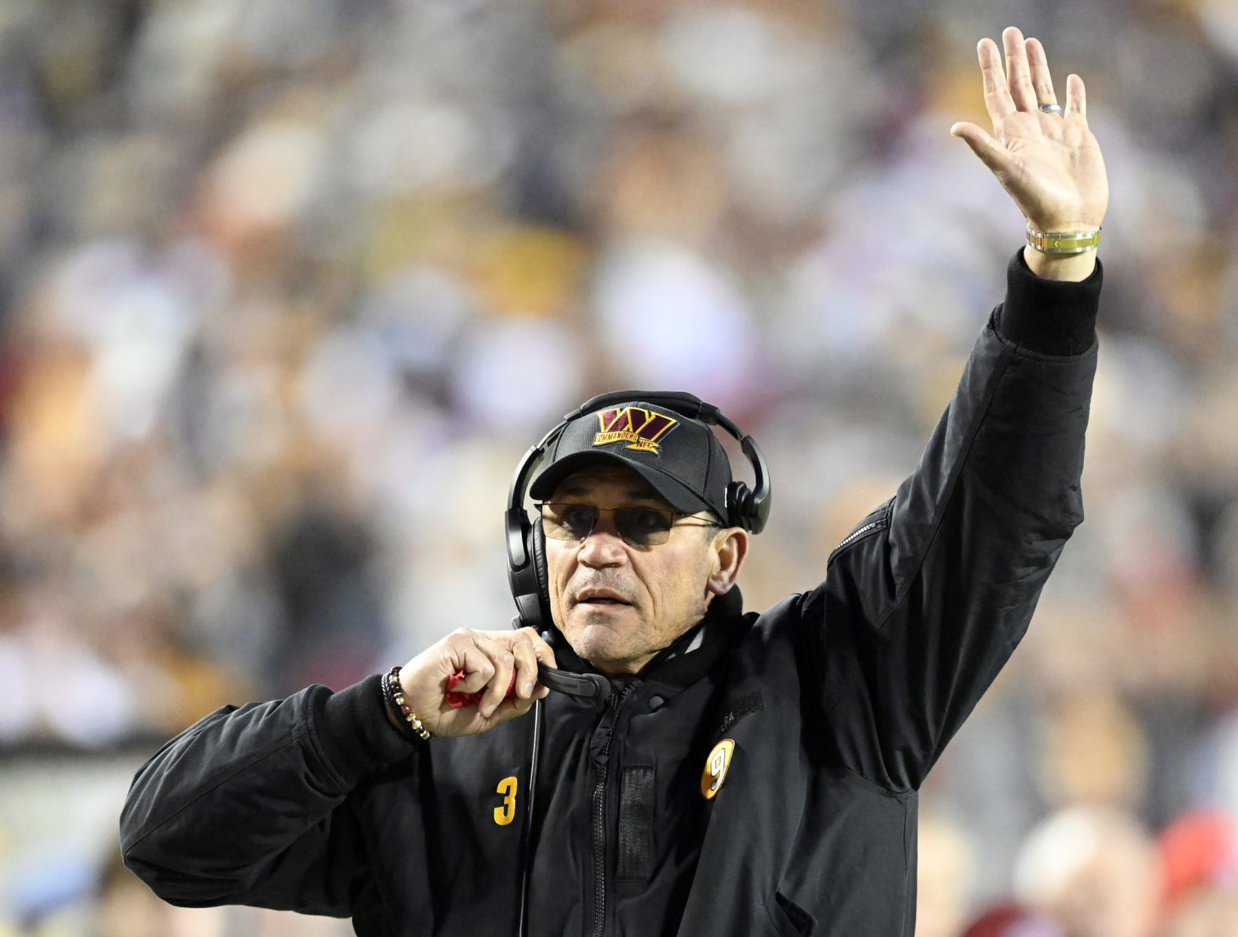 LANDOVER, MD- JANUARY 8: Washington Commanders head coach Ron Rivera during the Washington Commanders defeat of the Dallas Cowboys 26 - 6 at FedEX Field on January 8, 2023 in Landover MD. (Photo by John McDonnell/The Washington Post via Getty Images)