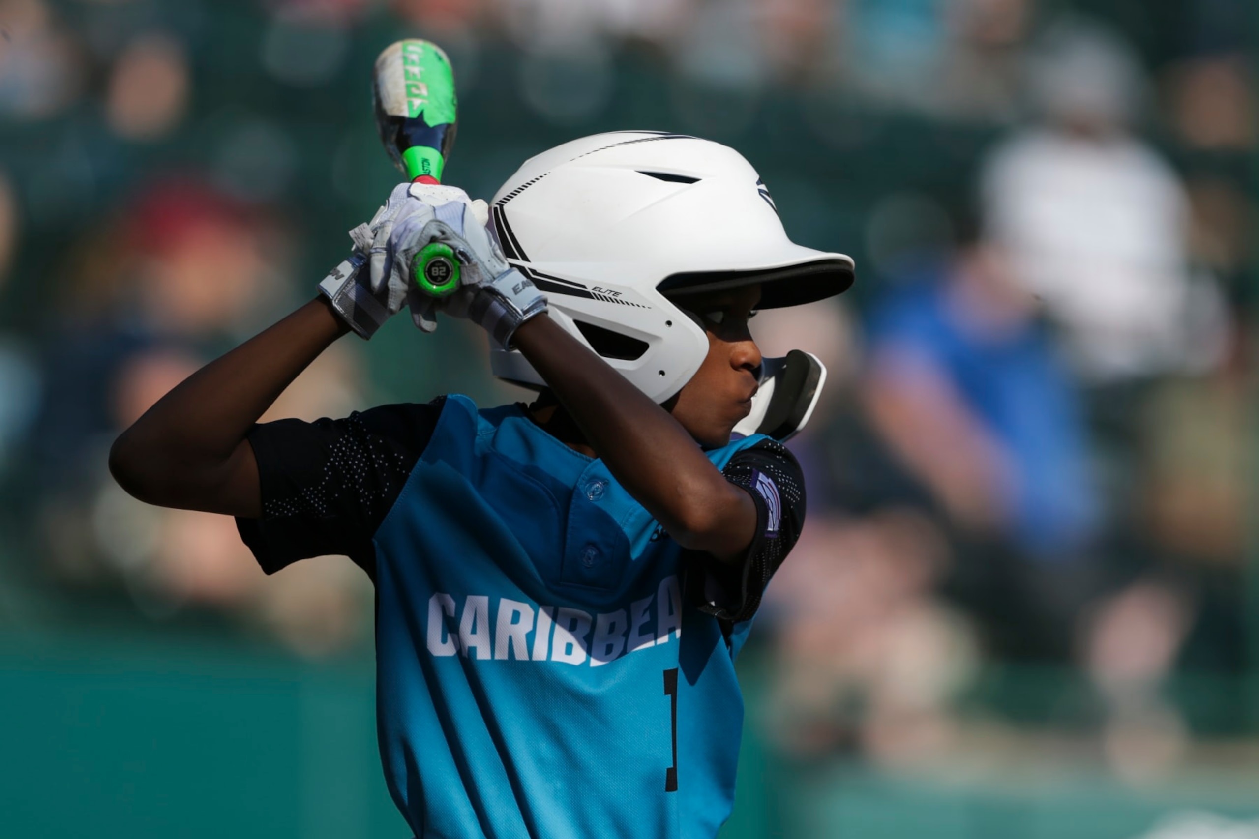 SOUTH WILLIAMSPORT, PENNSYLVANIA - AUGUST 28: Jaythan Cordilia #1 of the Caribbean Region team from Willemstad, Curacao at bat during the fourth inning of the Little League World Series Championship game against the West Region team from Honolulu, Hawaii at the Little League International Complex on August 28, 2022 in South Williamsport, Pennsylvania. (Photo by Joshua Bessex/Getty Images) SOUTH WILLIAMSPORT, PENNSYLVANIA - AUGUST 28: Jaythan Cordilia #1 of the Caribbean Region team from Willemstad, Curacao at bat during the fourth inning of the Little League World Series Championship game against the West Region team from Honolulu, Hawaii at the Little League International Complex on August 28, 2022 in South Williamsport, Pennsylvania. (Photo by Joshua Bessex/Getty Images)