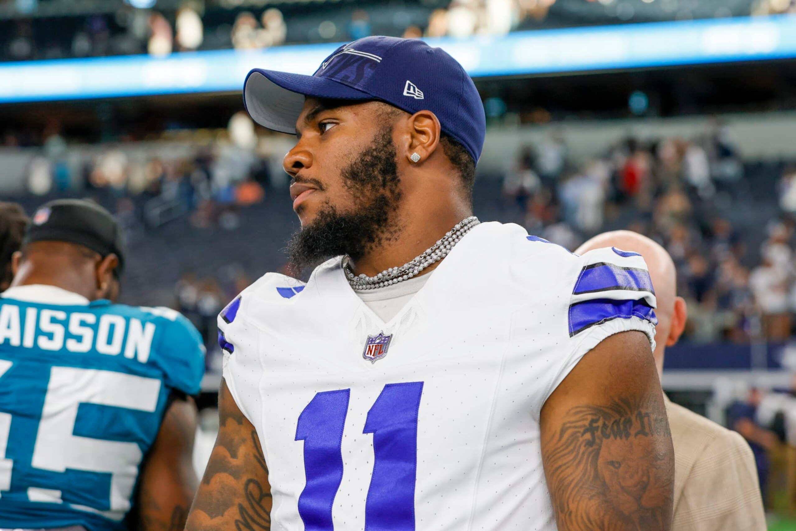 ARLINGTON, TX - AUGUST 12: Dallas Cowboys linebacker Micah Parsons (11) after the preseason game between the Dallas Cowboys and the Jacksonville Jaguars on August 12, 2023 at AT&T Stadium in Arlington, Texas. (Photo by Matthew Pearce/Icon Sportswire via Getty Images)
