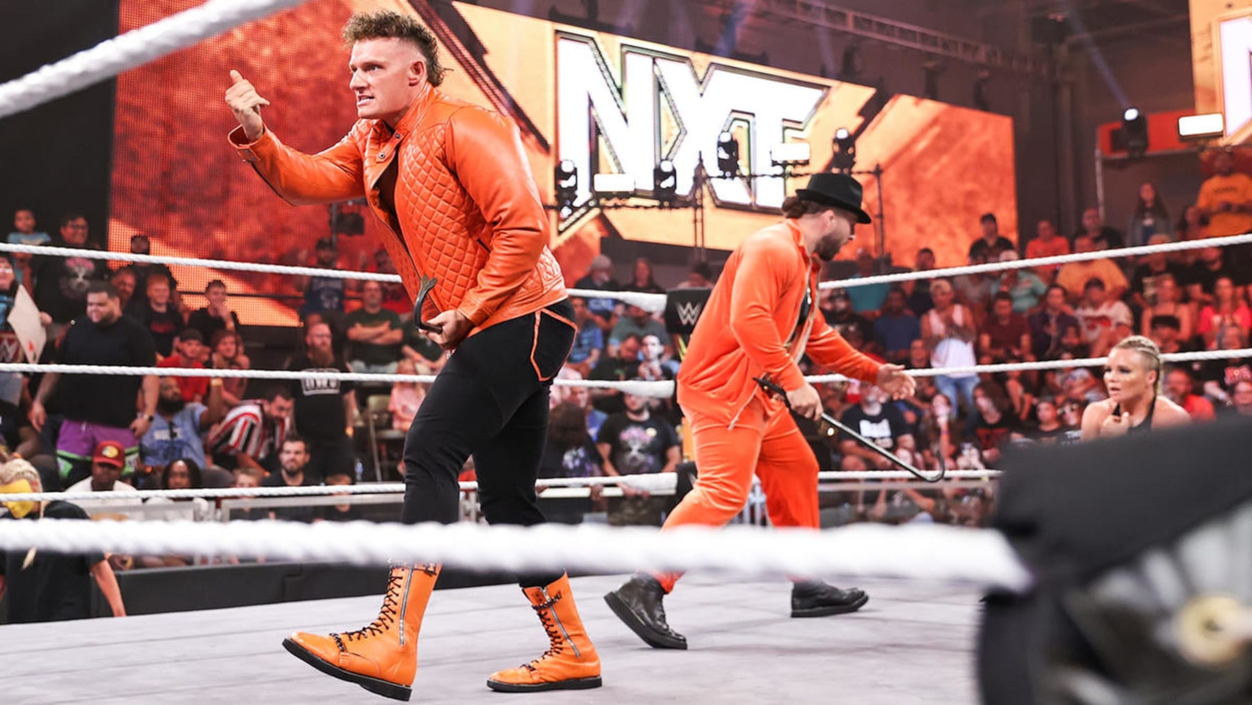 The Family stepped up to Schism after a confrontation last week. They were ready to give The Dyad a title shot.