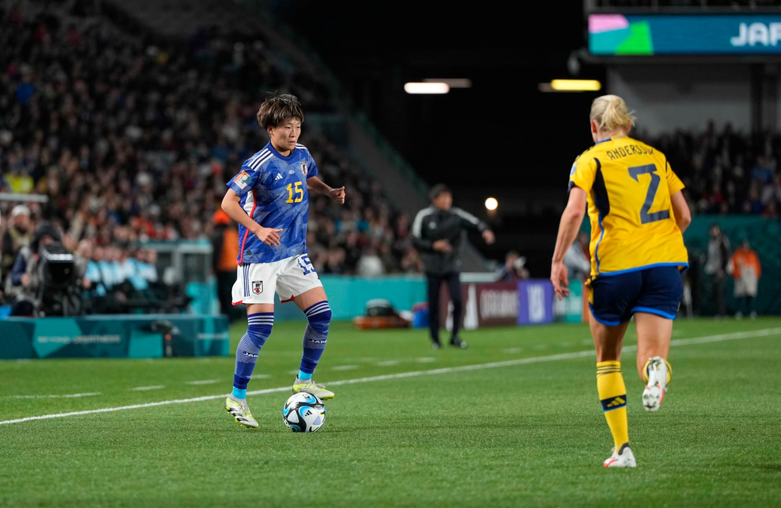AUCKLAND, NEW ZEALAND - AUGUST 11: Aoba Fujino of Japan controls the ball during the FIFA Women's World Cup Australia & New Zealand 2023 Quarter Final match between Japan and Sweden at Eden Park on August 11, 2023 in Auckland, New Zealand. (Photo by Ulrik Pedersen/DeFodi Images via Getty Images)