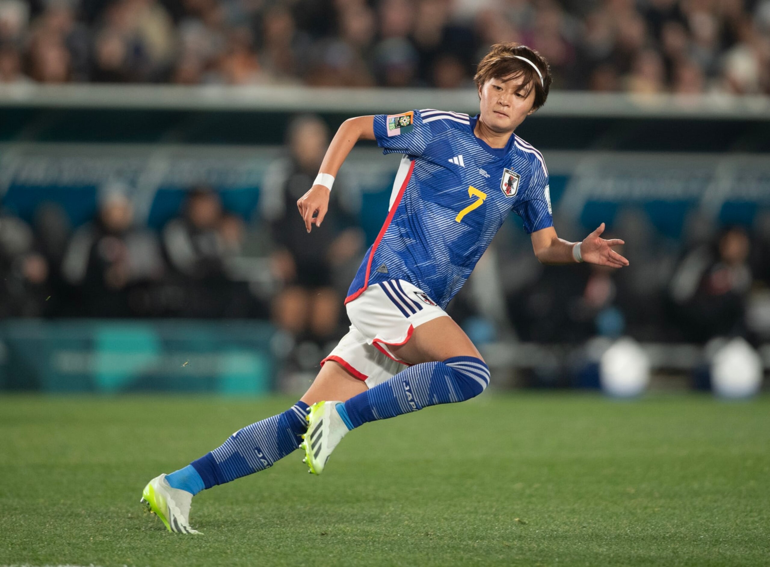 AUCKLAND, NEW ZEALAND - AUGUST 11: Hinata Miyazawa of Japan in action during the FIFA Women's World Cup Australia & New Zealand 2023 Quarter Final match between Japan and Sweden at Eden Park on August 11, 2023 in Auckland, New Zealand. (Photo by Joe Prior/Visionhaus via Getty Images)
