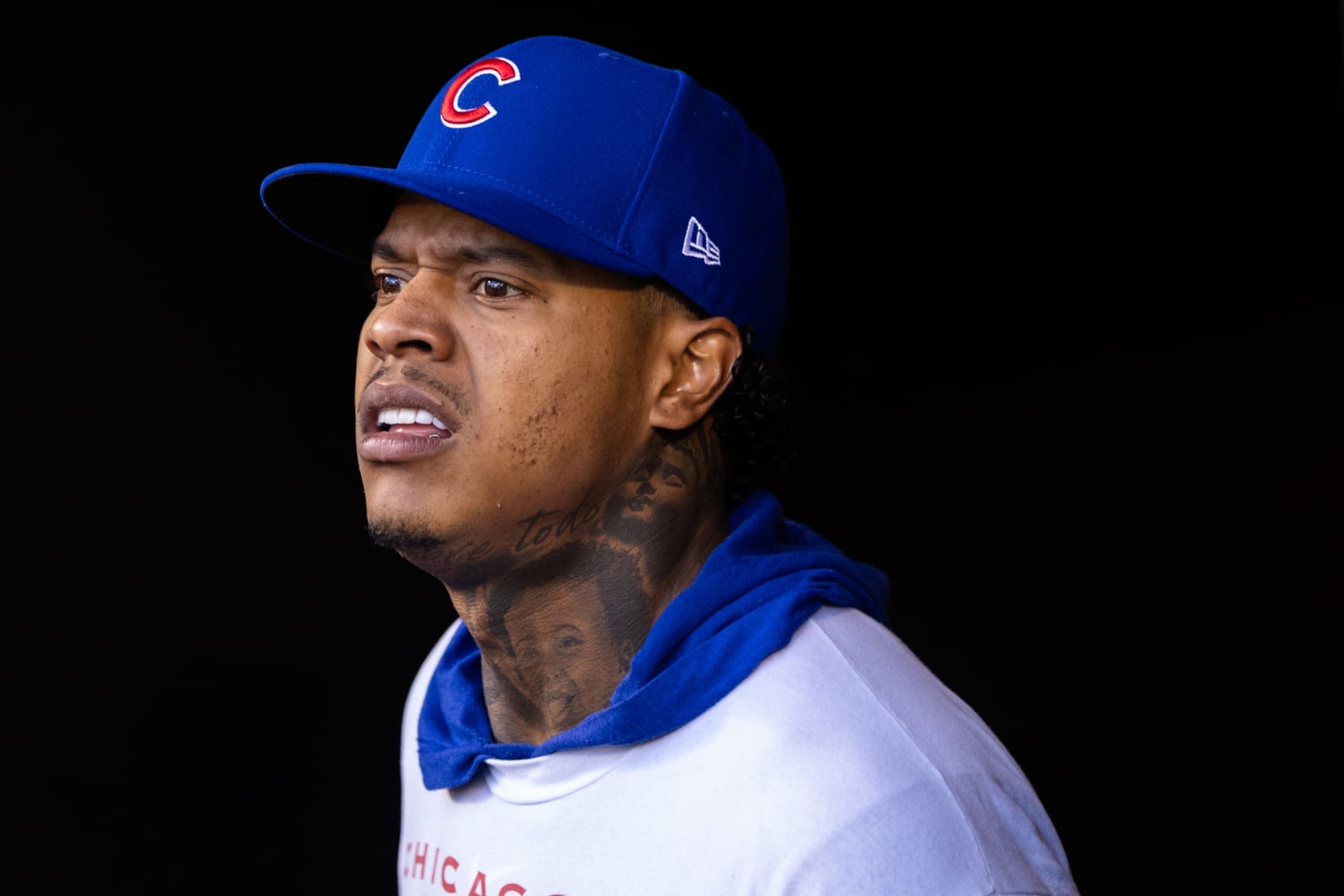 NEW YORK, NEW YORK - AUGUST 08: Marcus Stroman #0 enters the dugout before the game against the New York Mets at Citi Field on August 08, 2023 in New York City. (Photo by Dustin Satloff/Getty Images)