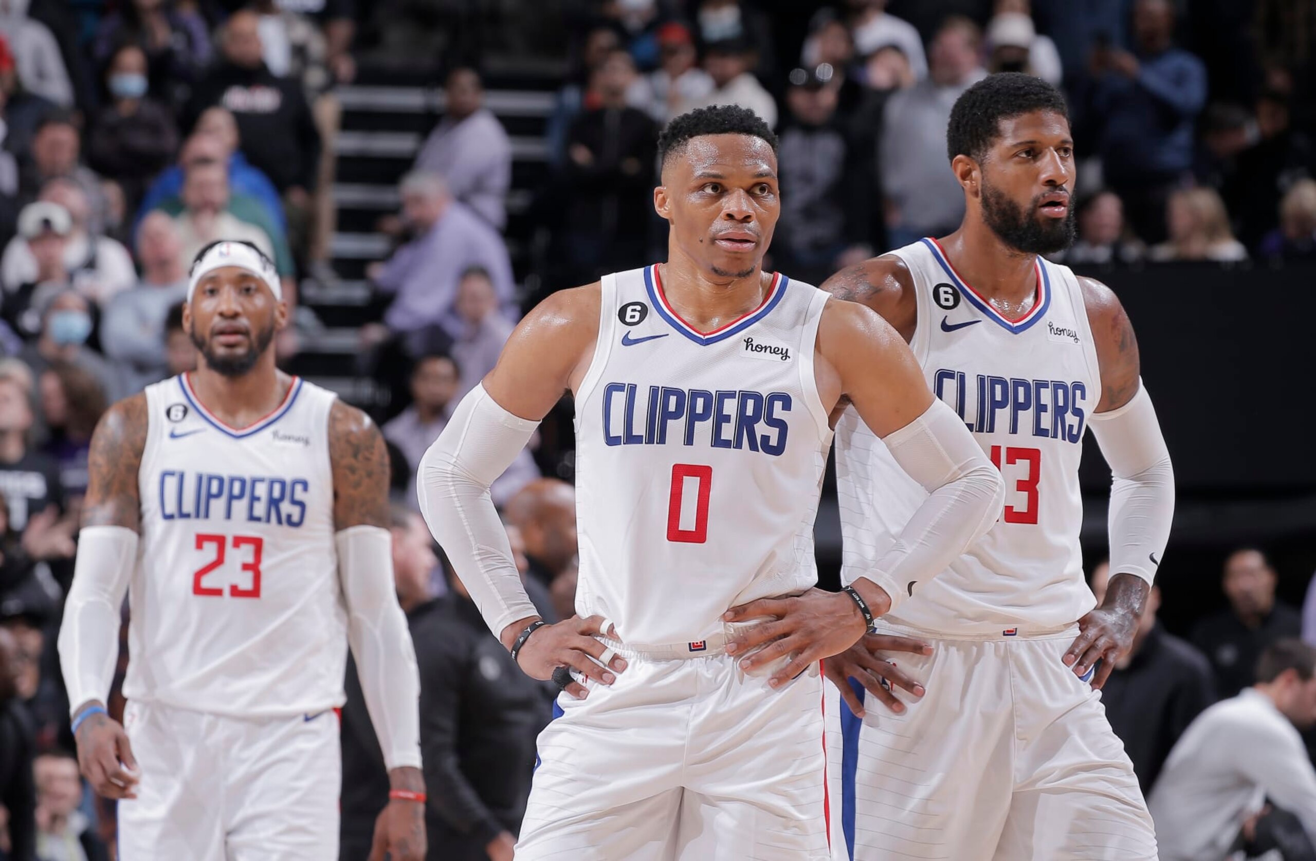 Robert Covington, Russell Westbrook and Paul George