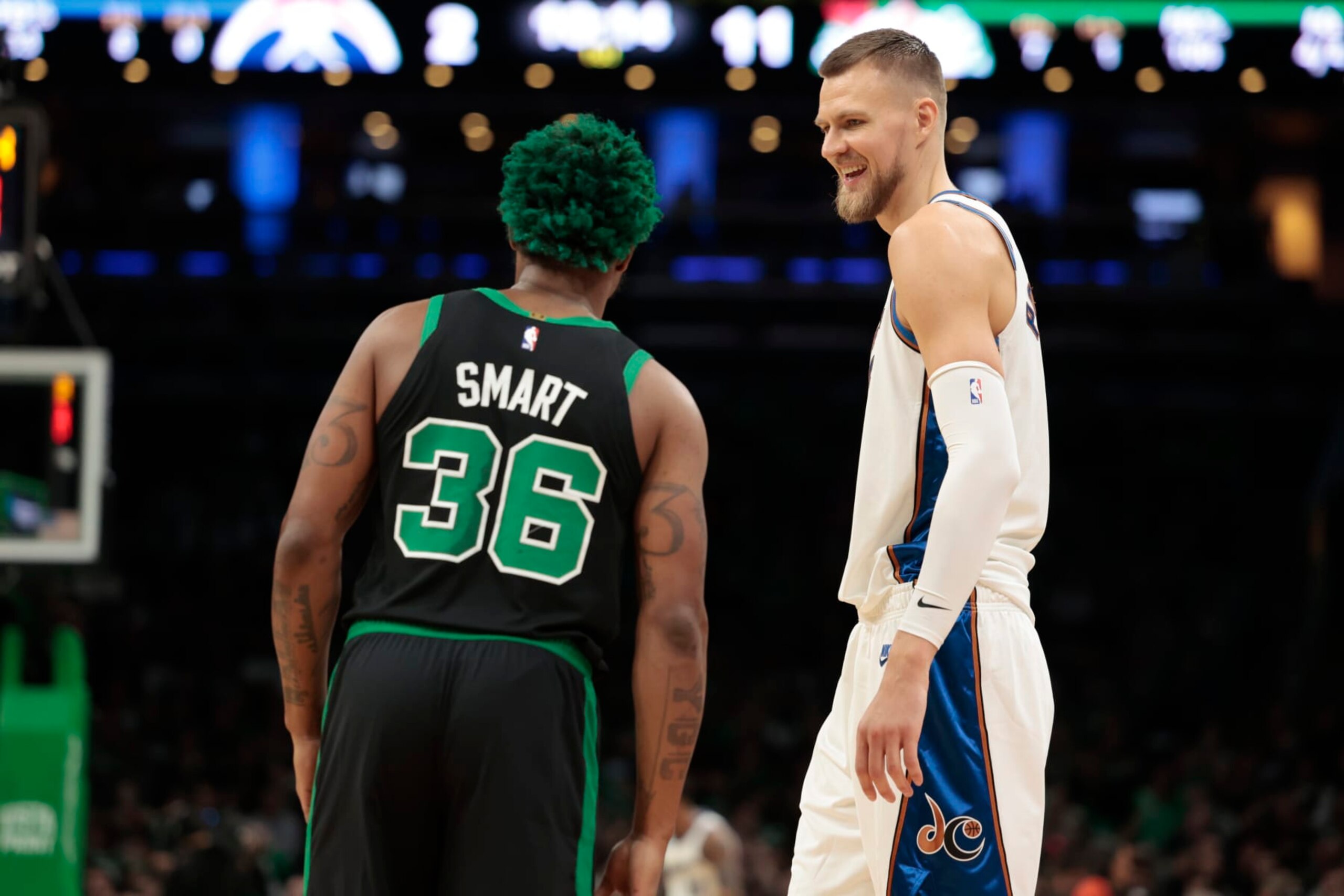 Marcus Smart and Kristaps PorziÅÄ£is