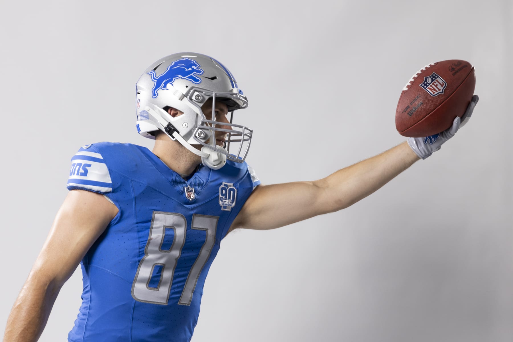 LOS ANGELES, CALIFORNIA - MAY 20: Sam LaPorta #87 of the Detroit Lions poses for a portrait during the NFLPA Rookie Premiere on May 20, 2023 in Los Angeles, California. (Photo by Michael Owens/Getty Images)