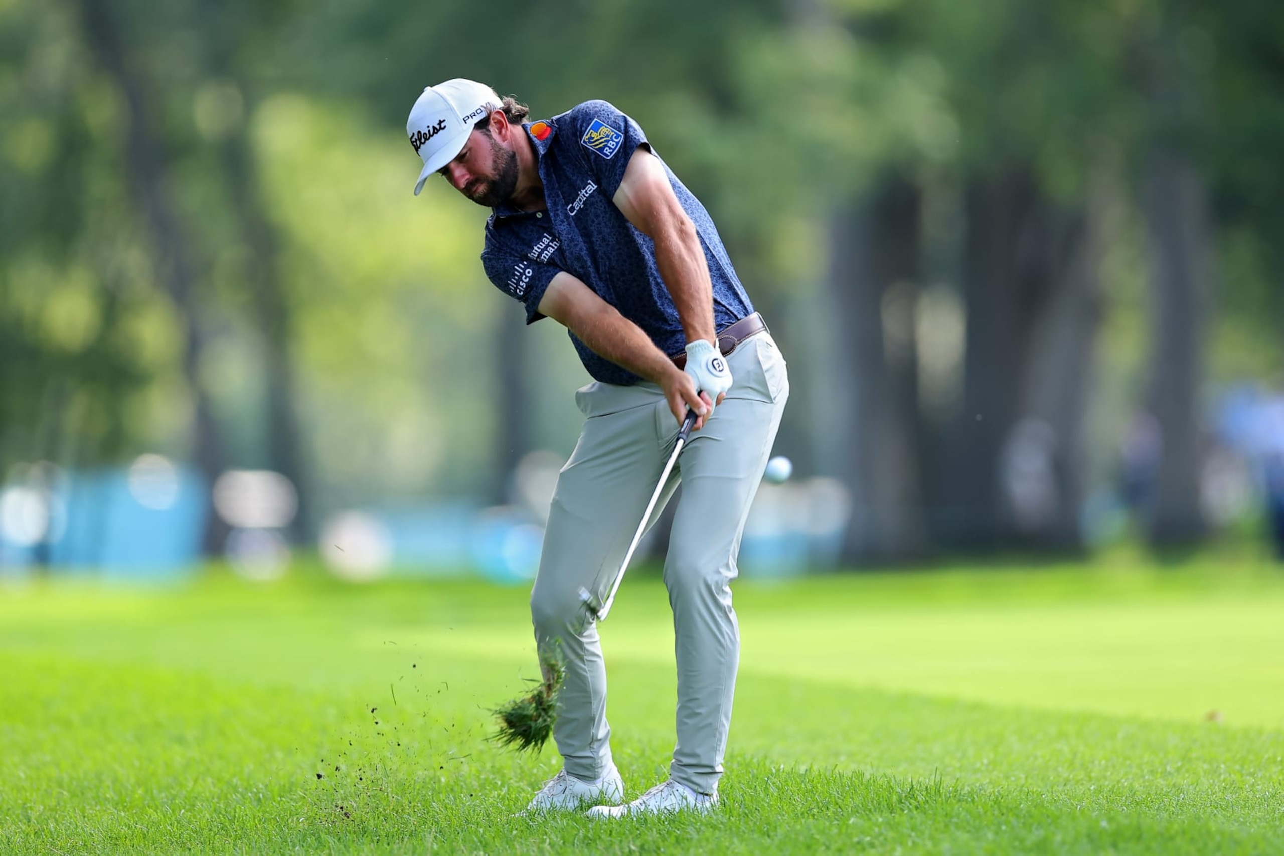 OLYMPIA FIELDS, ILLINOIS - AUGUST 17: Cameron Young of the United States plays a shot on the fifth hole during the first round of the BMW Championship at Olympia Fields Country Club on August 17, 2023 in Olympia Fields, Illinois. (Photo by Michael Reaves/Getty Images)
