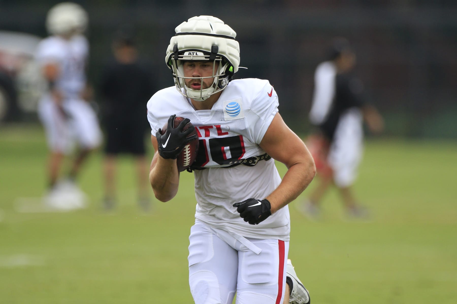 FLOWERY BRANCH, GA - AUGUST 04: Atlanta Falcons running back Clint Ratkovich #38 runs a route during Atlanta Falcons training camp on August 4, 2023 at IBM Performance Field in Flowery Branch, GA. (Photo by Jeff Robinson/Icon Sportswire via Getty Images)