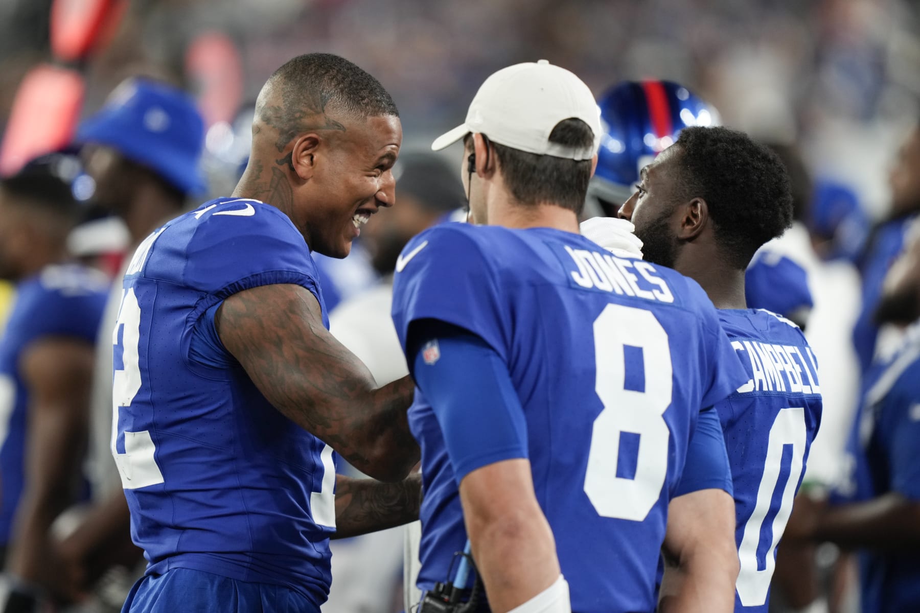 Darren Waller (right), Daniel Jones (middle) and Parris Campbell (right)