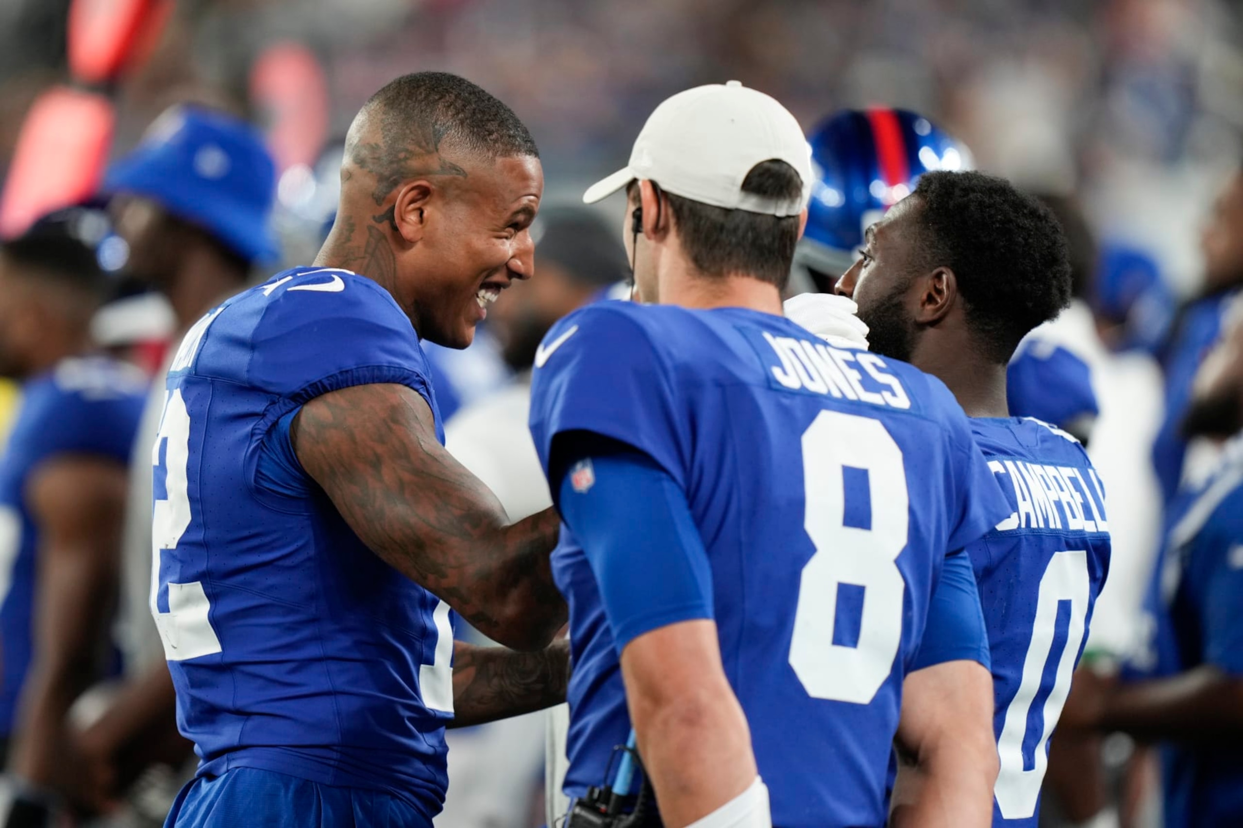 Darren Waller (right), Daniel Jones (middle) and Parris Campbell (right)