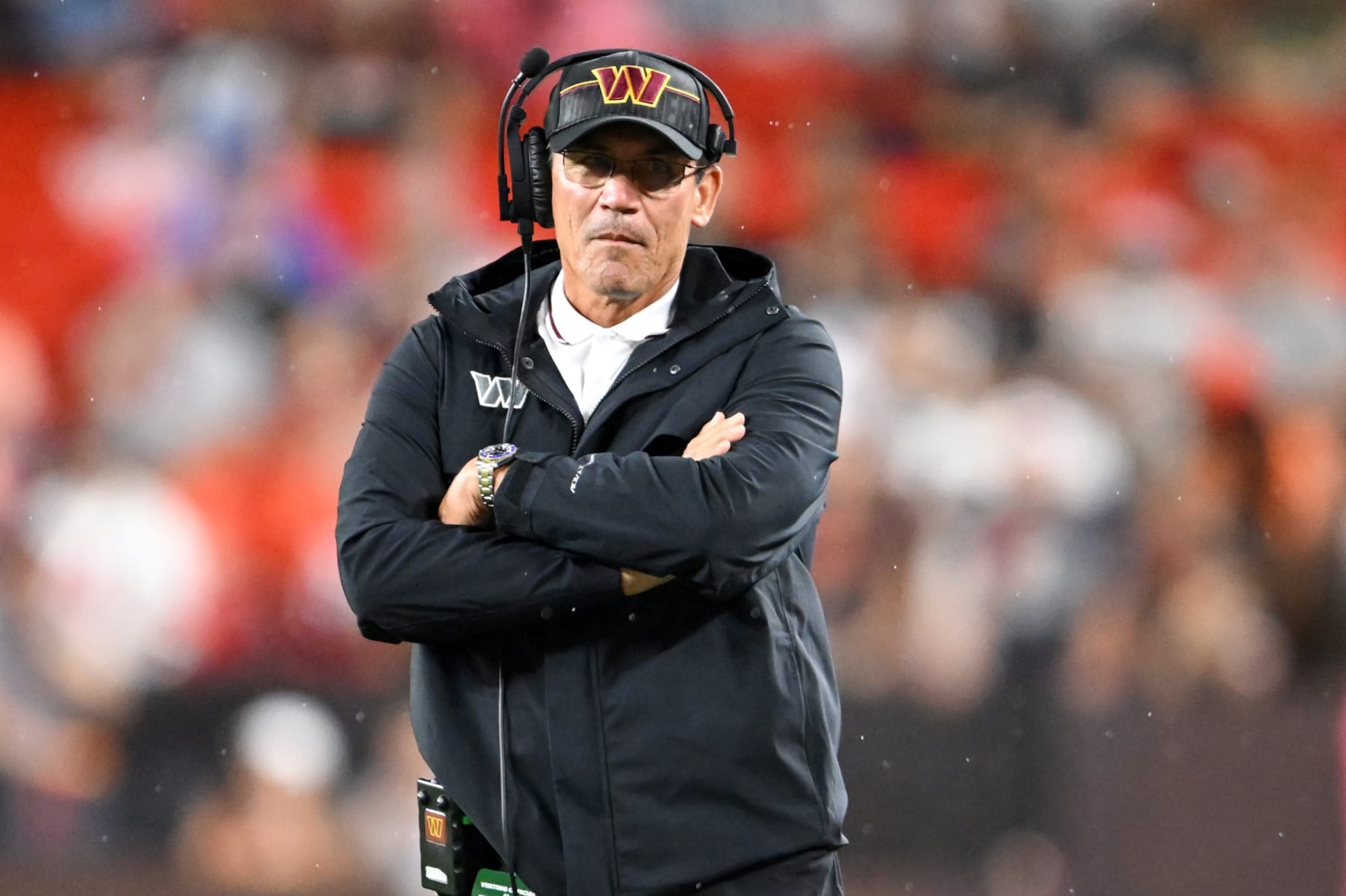 CLEVELAND, OHIO - AUGUST 11: Head coach Ron Rivera of the Washington Commanders looks on during the first half of a preseason game against the Cleveland Browns at Cleveland Browns Stadium on August 11, 2023 in Cleveland, Ohio. (Photo by Nick Cammett/Diamond Images via Getty Images) CLEVELAND, OHIO - AUGUST 11: Head coach Ron Rivera of the Washington Commanders looks on during the first half of a preseason game against the Cleveland Browns at Cleveland Browns Stadium on August 11, 2023 in Cleveland, Ohio. (Photo by Nick Cammett/Diamond Images via Getty Images)
