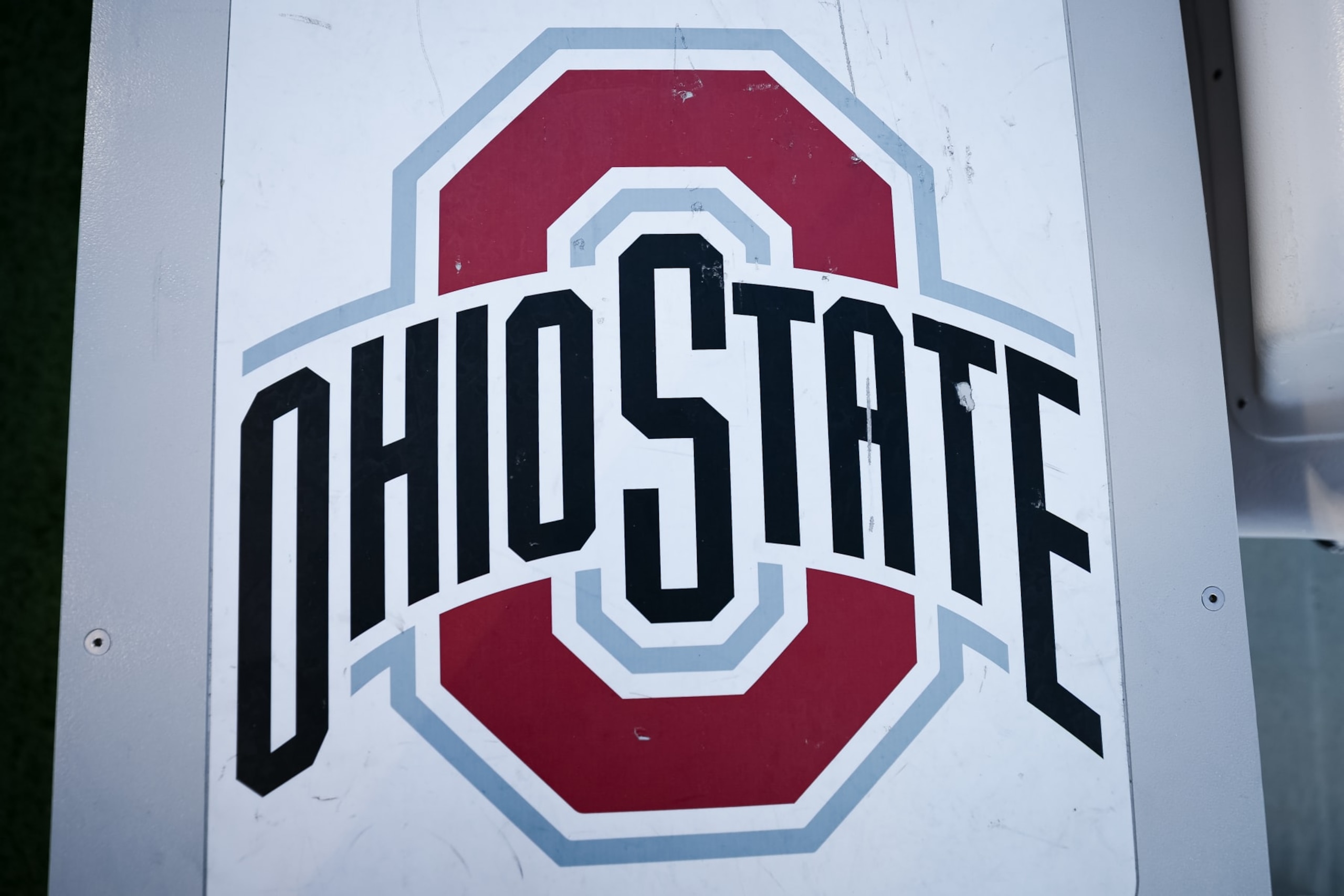 STATE COLLEGE, PA - OCTOBER 29: A view of the Ohio State logo in the stadium before the game between the Penn State Nittany Lions and the Ohio State Buckeyes at Beaver Stadium on October 29, 2022 in State College, Pennsylvania. (Photo by Scott Taetsch/Getty Images)