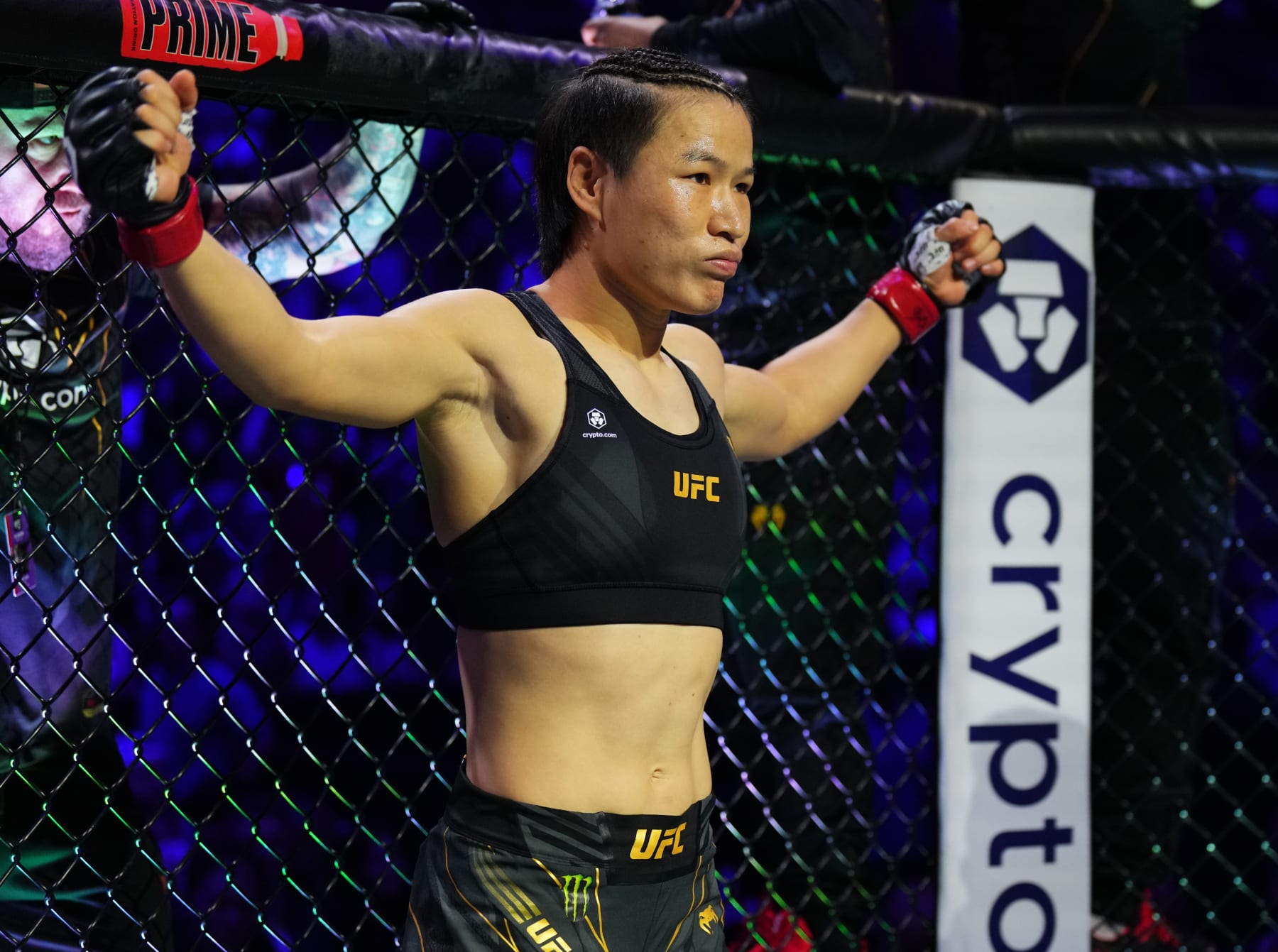 BOSTON, MASSACHUSETTS - AUGUST 19: Zhang Weili of China prepares to face Amanda Lemos of Brazil in the UFC strawweight championship fight during the UFC 292 event at TD Garden on August 19, 2023 in Boston, Massachusetts. (Photo by Cooper Neill/Zuffa LLC via Getty Images)