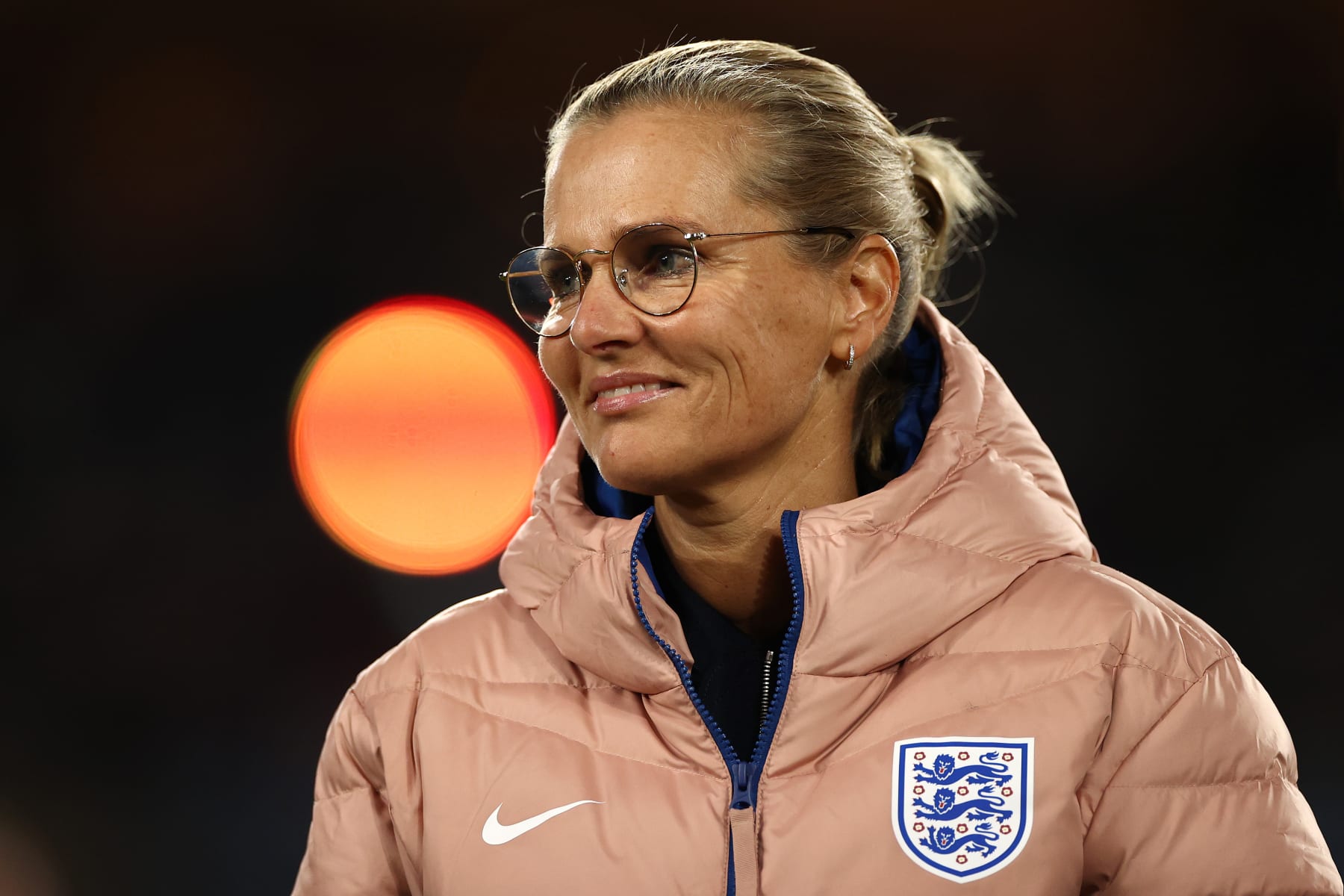 SYDNEY, AUSTRALIA - AUGUST 20: Sarina Wiegman, Manager of England, looks on prior to the FIFA Women's World Cup Australia & New Zealand 2023 Final match between Spain and England at Stadium Australia on August 20, 2023 in Sydney, Australia. (Photo by Naomi Baker - The FA/The FA via Getty Images)