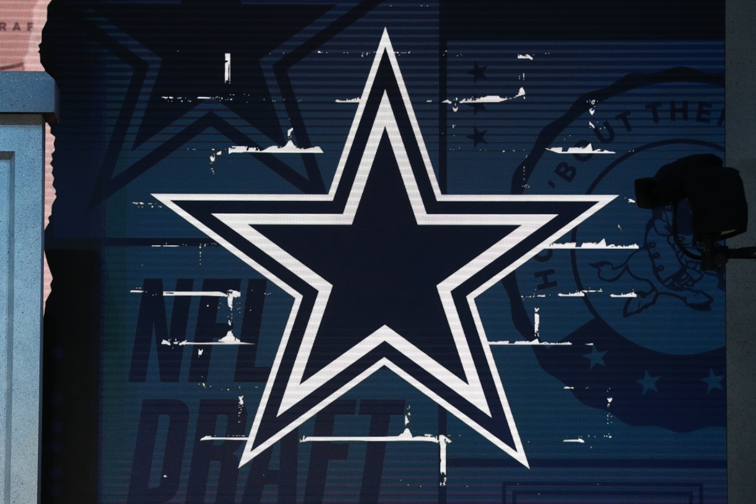 KANSAS CITY, MO - APRIL 27: A view of the Dallas Cowboys logo during the first round of the NFL Draft on April 27, 2023 at Union Station in Kansas City, MO. (Photo by Scott Winters/Icon Sportswire via Getty Images)