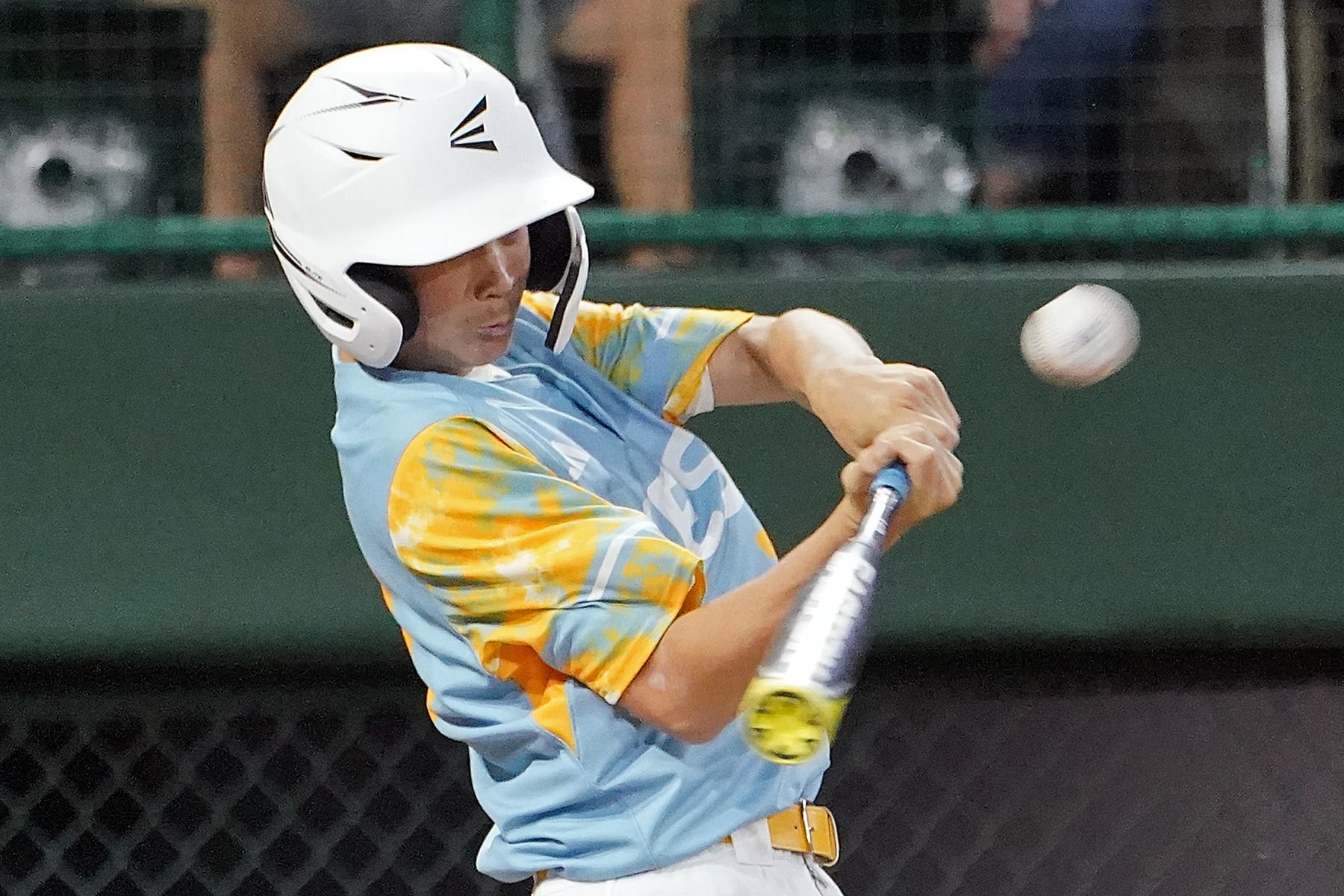 El Segundo, Calif.'s Brody Brooks hits a two-run home run off New Albany, Ohio's Kevin Klingerman during the third inning of a baseball game at the Little League World Series tournament in South Williamsport, Pa., Thursday, Aug. 17, 2023. (AP Photo/Tom E. Puskar)