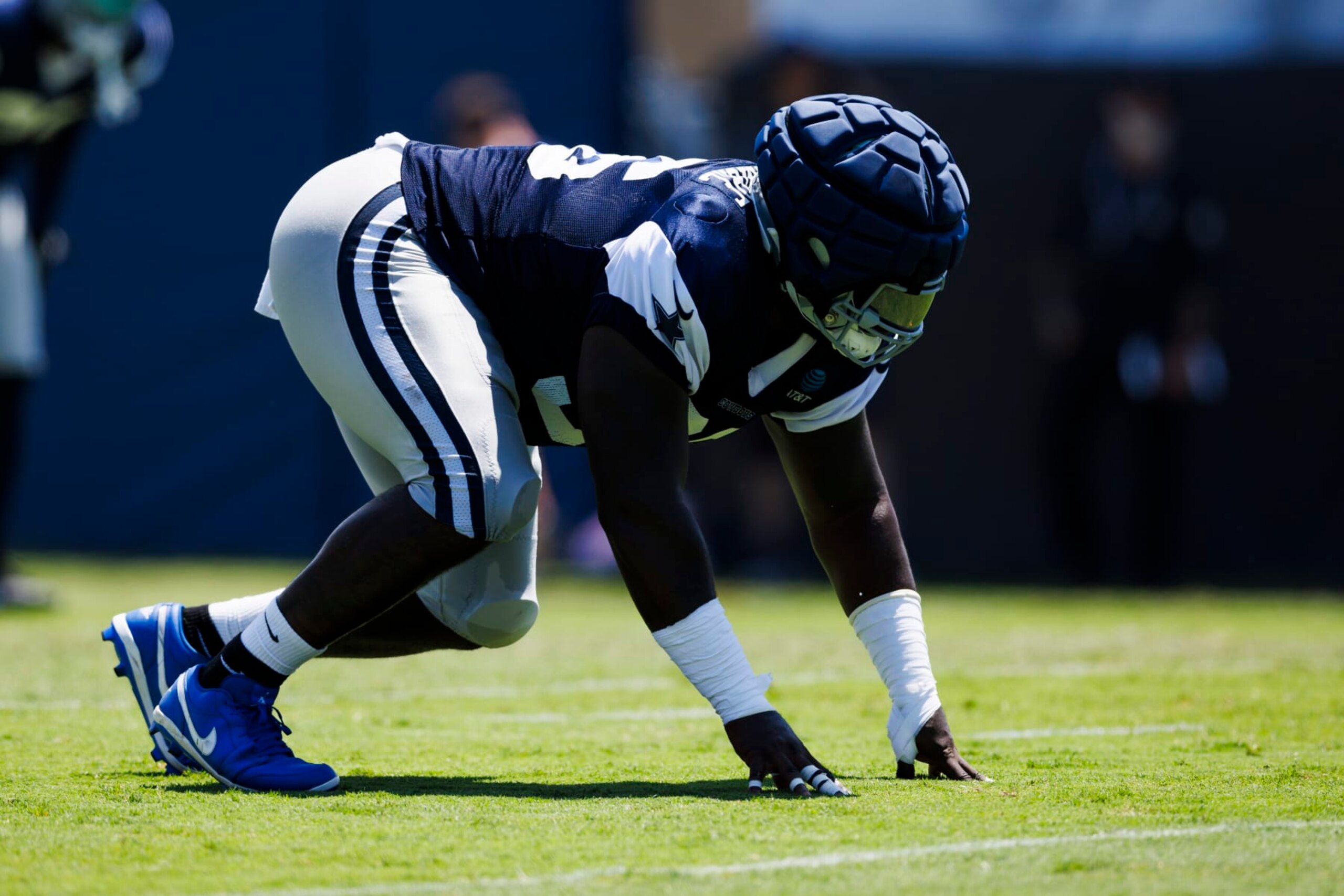 OXNARD, CA - AUGUST 01: Dallas Cowboys defensive tackle Neville Gallimore (96) during the Dallas Cowboys training camp on Tuesday, Aug. 1, 2023, at Residence Inn at River Ridge in Oxnard, CA. (Photo by Ric Tapia/Icon Sportswire via Getty Images)