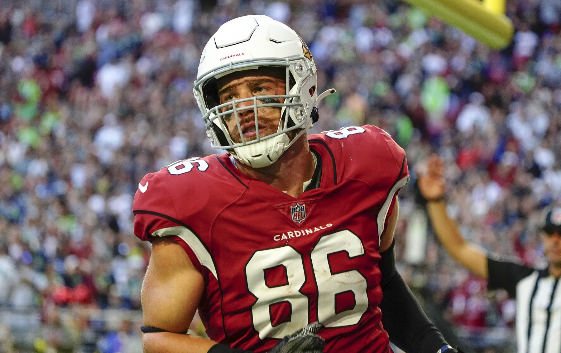 Arizona Cardinals' Zach Ertz (86) during the second half of an NFL football game against the Seattle Seahawks, Sunday, Nov. 6, 2022, in Glendale, Ariz. (AP Photo/Darryl Webb)