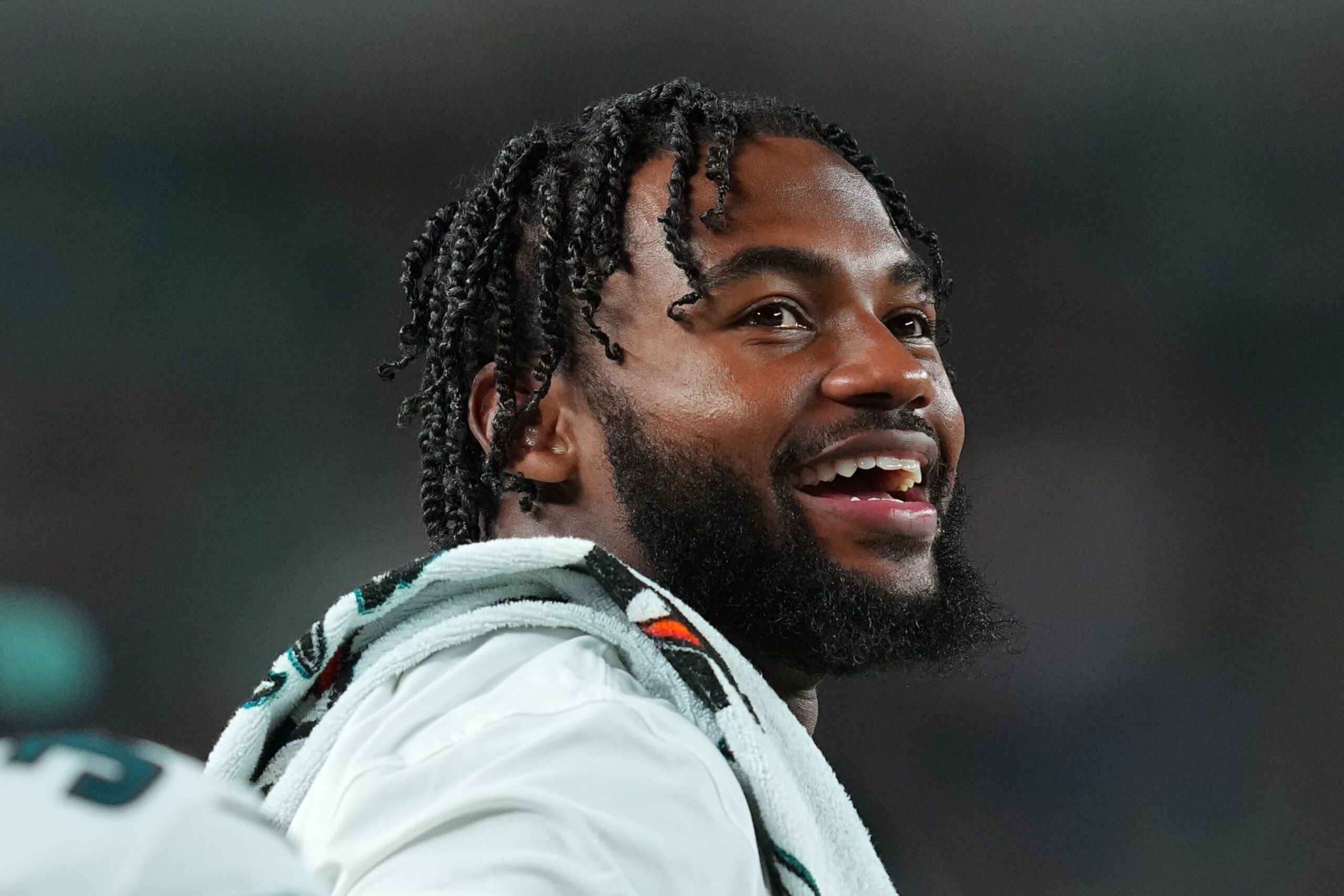 PHILADELPHIA, PENNSYLVANIA - AUGUST 17: D'Andre Swift #0 of the Philadelphia Eagles reacts against the Cleveland Browns during the preseason game at Lincoln Financial Field on August 17, 2023 in Philadelphia, Pennsylvania. The Browns tied the Eagles 18-18. (Photo by Mitchell Leff/Getty Images) PHILADELPHIA, PENNSYLVANIA - AUGUST 17: D'Andre Swift #0 of the Philadelphia Eagles reacts against the Cleveland Browns during the preseason game at Lincoln Financial Field on August 17, 2023 in Philadelphia, Pennsylvania. The Browns tied the Eagles 18-18. (Photo by Mitchell Leff/Getty Images)