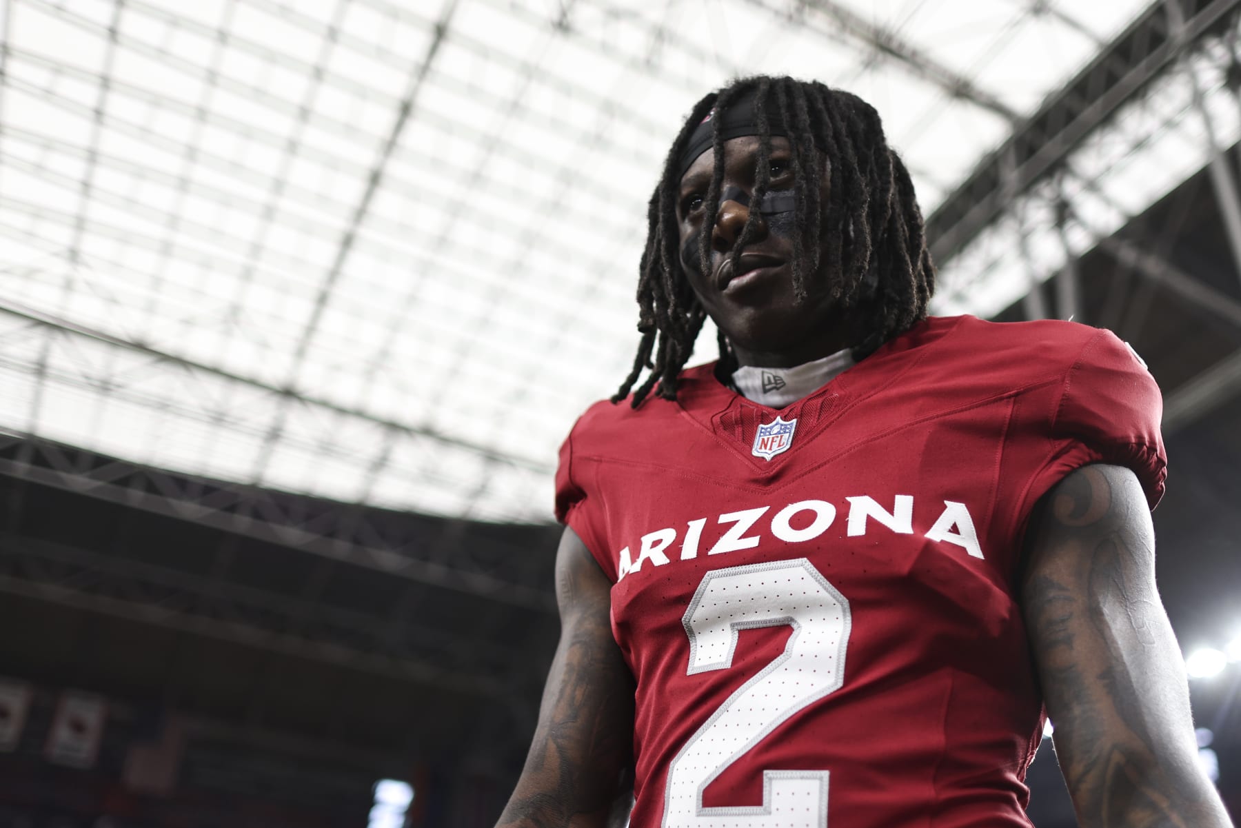 GLENDALE, ARIZONA - AUGUST 19: Marquise Brown #2 of the Arizona Cardinals looks on prior to an NFL preseason football game between the Arizona Cardinals and the Kansas City Chiefs at State Farm Stadium on August 19, 2023 in Glendale, Arizona. (Photo by Michael Owens/Getty Images)