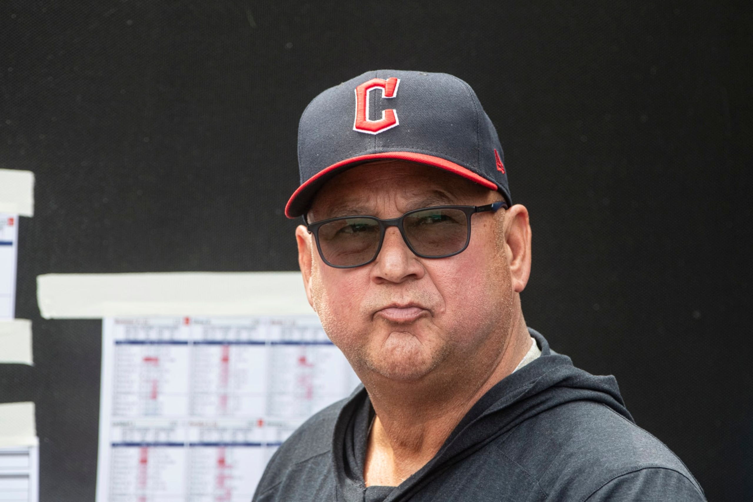 Cleveland Guardians manager Terry Francona waits for the start of a baseball game against the Chicago White Sox in Cleveland, Sunday, Aug. 6, 2023. (AP Photo/Phil Long)