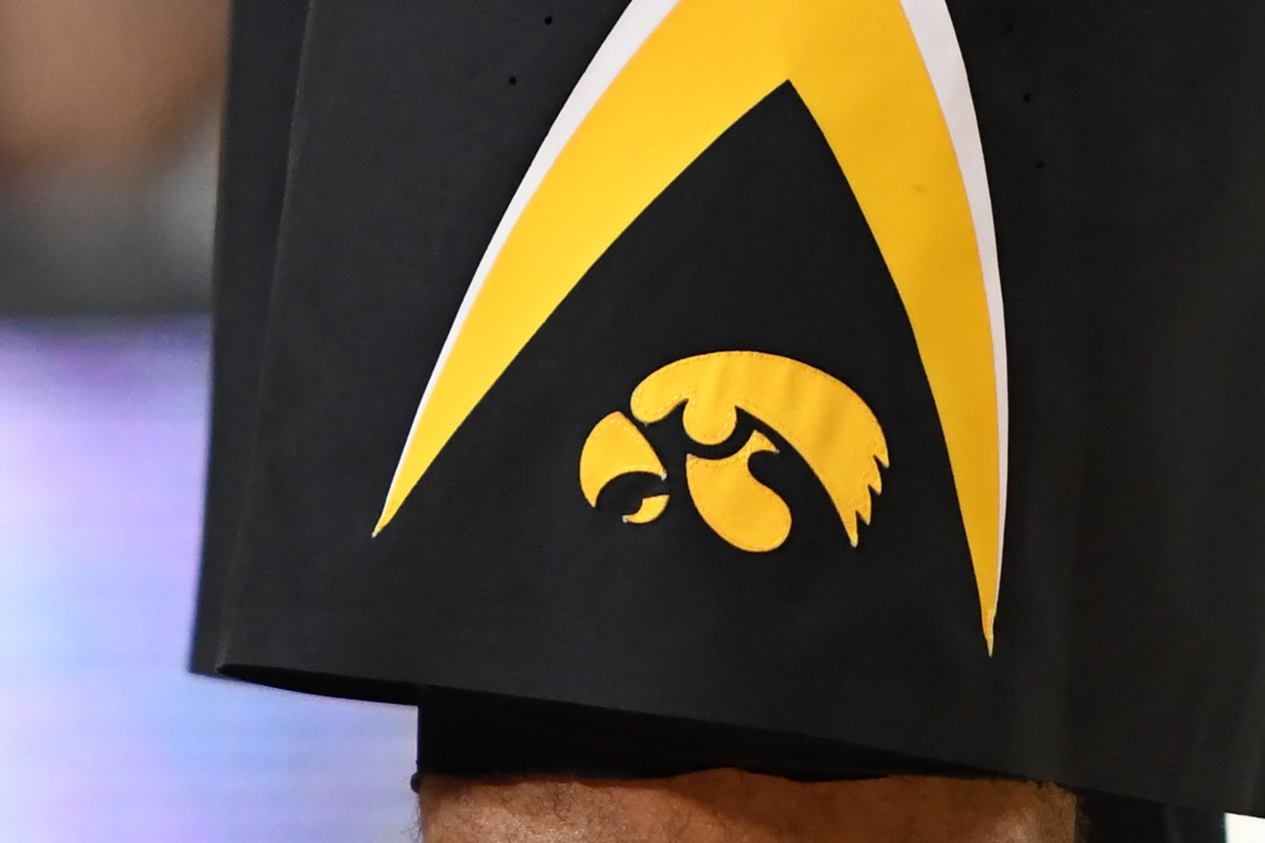 COLLEGE PARK, MD - JANUARY 07:  The Iowa Hawkeyes logo on a pair of shorts during a college basketball game against the Maryland Terrapins at the XFinity Center on January 7, 2018 in College Park, Maryland.  The Terrapins won 91-73.  (Photo by Mitchell Layton/Getty Images) *** Local Caption ***