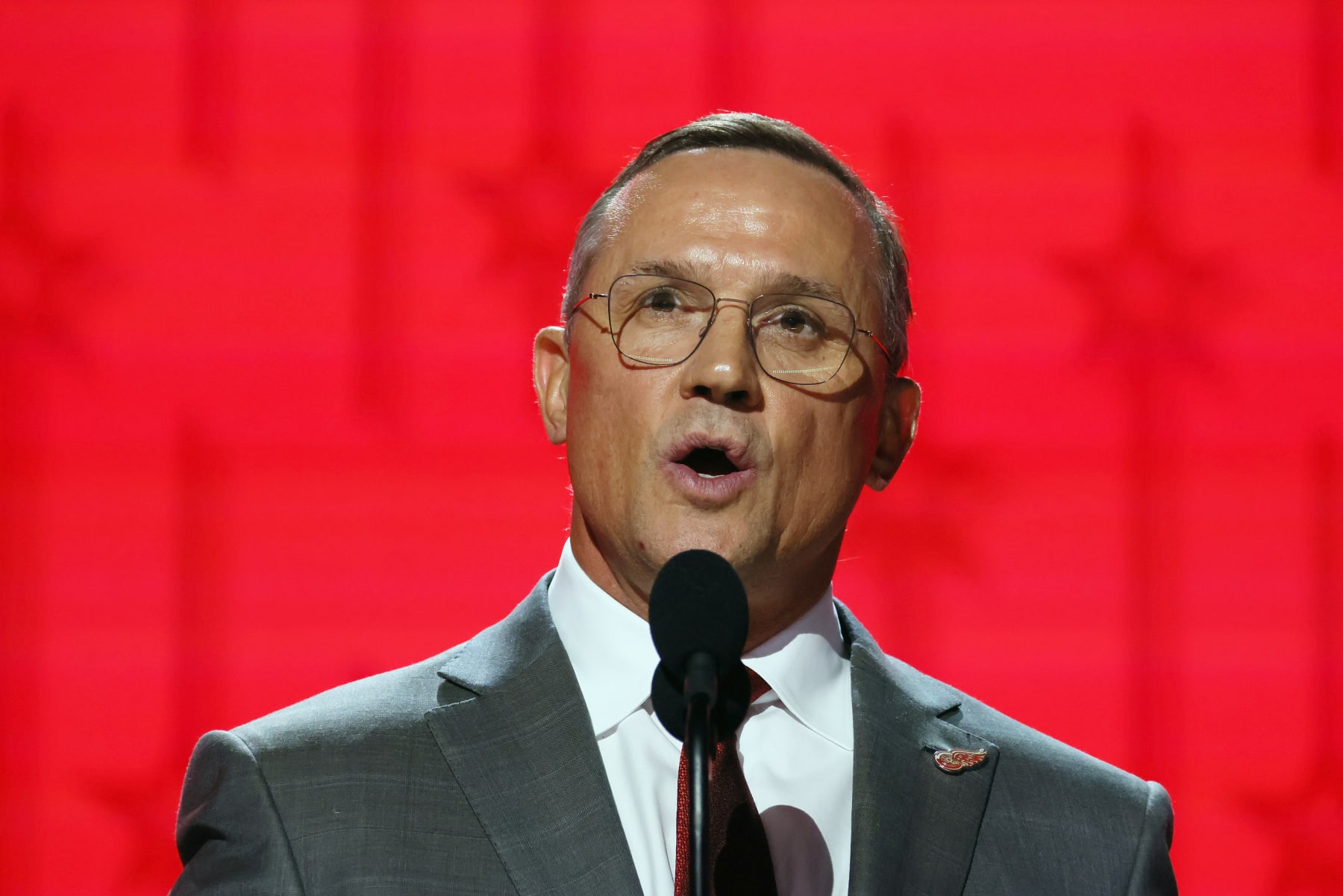 NASHVILLE, TENNESSEE - JUNE 28: Steve Yzerman of the Detroit Red Wings attends the 2023 NHL Draft at the Bridgestone Arena on June 28, 2023 in Nashville, Tennessee. (Photo by Bruce Bennett/Getty Images)