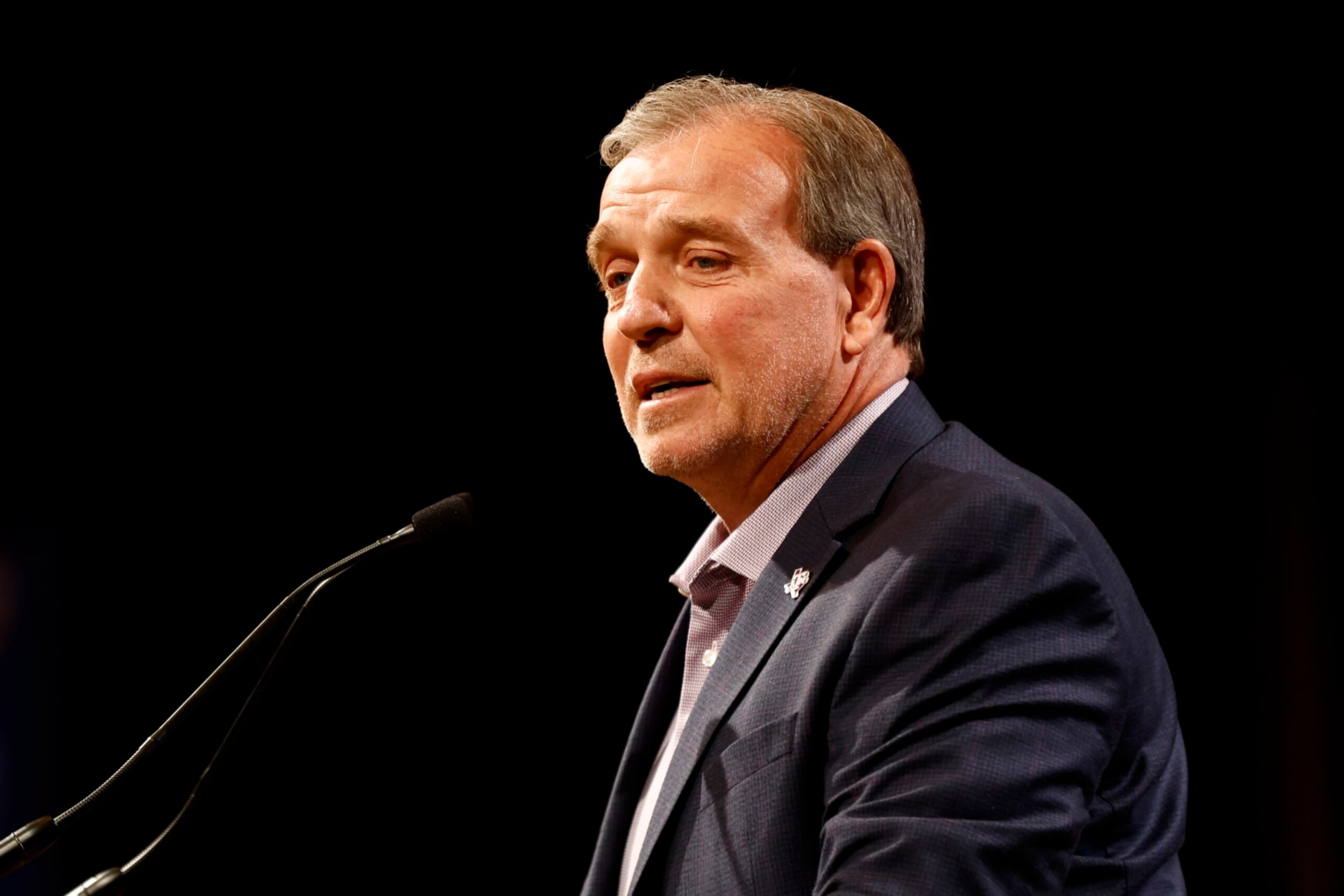 NASHVILLE, TENNESSEE - JULY 17: Head Coach Jimbo Fisher of the Texas A&M Aggies speaks during Day 1 of 2023 SEC Media Days at Grand Hyatt Nashville on July 17, 2023 in Nashville, Tennessee. (Photo by Johnnie Izquierdo/Getty Images) NASHVILLE, TENNESSEE - JULY 17: Head Coach Jimbo Fisher of the Texas A&M Aggies speaks during Day 1 of 2023 SEC Media Days at Grand Hyatt Nashville on July 17, 2023 in Nashville, Tennessee. (Photo by Johnnie Izquierdo/Getty Images)