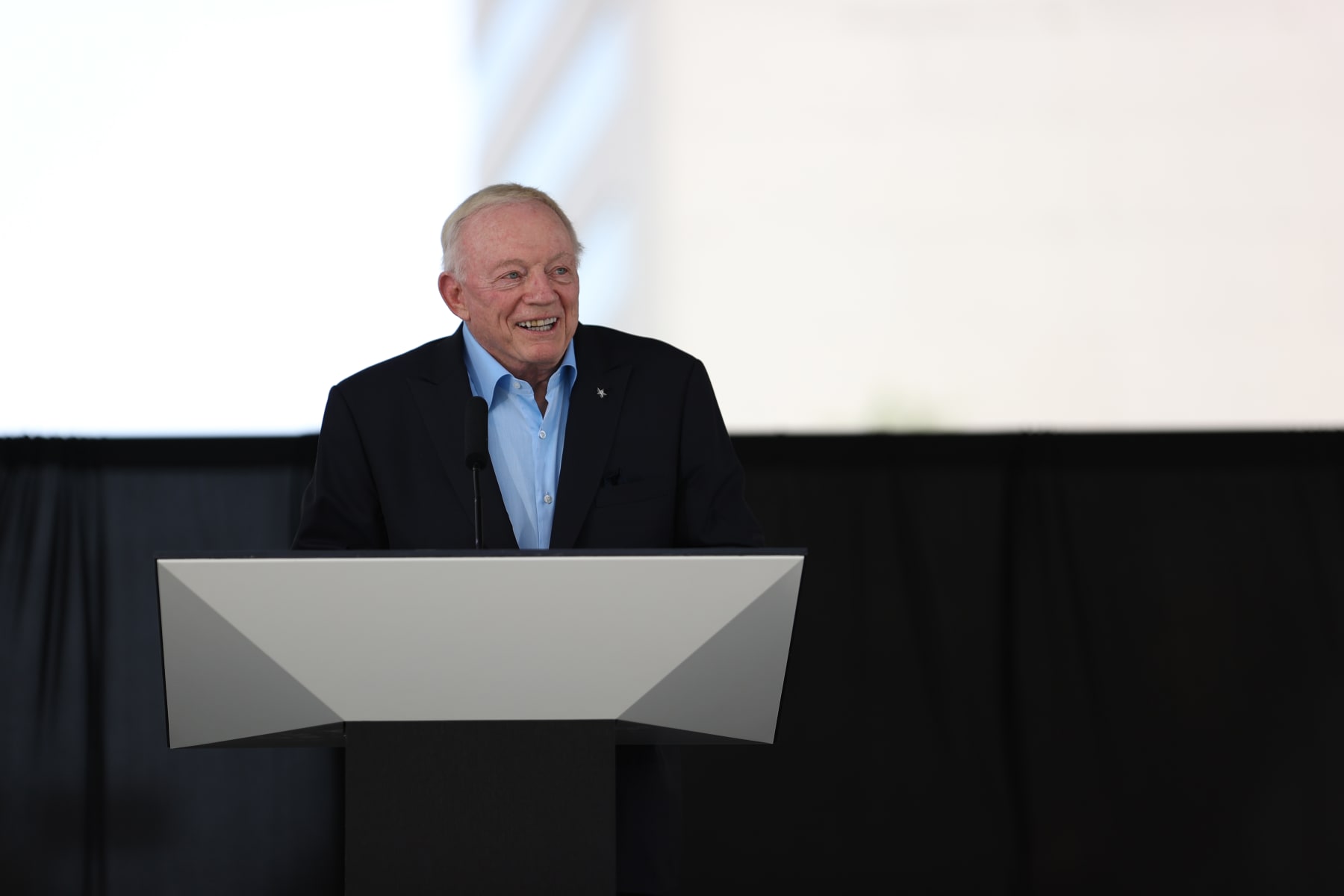 DALLAS, TX - JUNE 16: Owner and President of Dallas Cowboys Jerry Jones speaks during the FIFA World Cup 2026 Host City Announcement at the AT&T Discovery District on June 16, 2022 in Dallas, Texas. (Photo by Omar Vega/Getty Images)