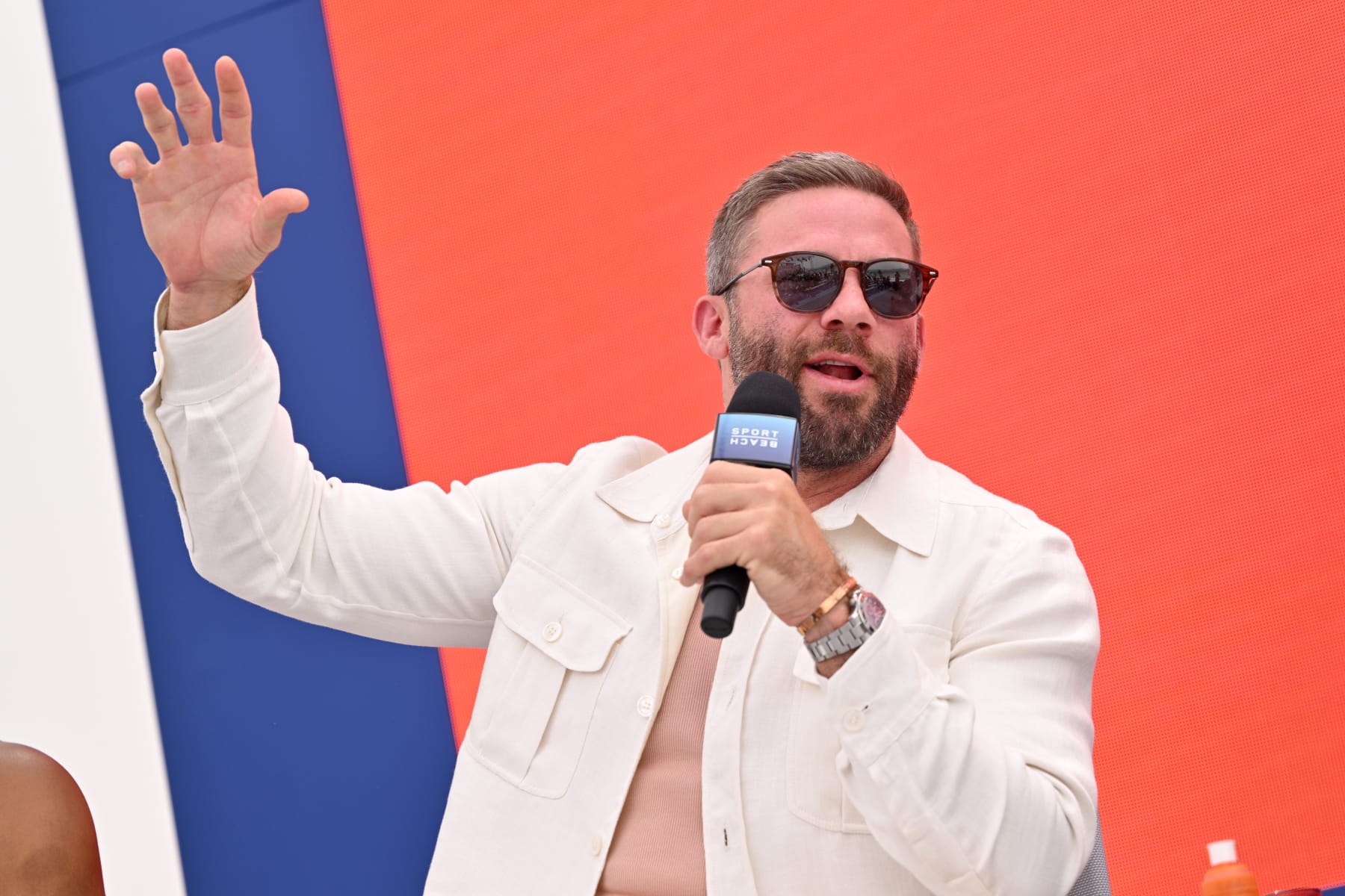 CANNES, FRANCE - JUNE 20: Julian Edelman speaks on stage during Stagwell Panels at Cannes Lions on June 20, 2023 in Cannes, France. (Photo by Lionel Hahn/Getty Images for Stagwell)