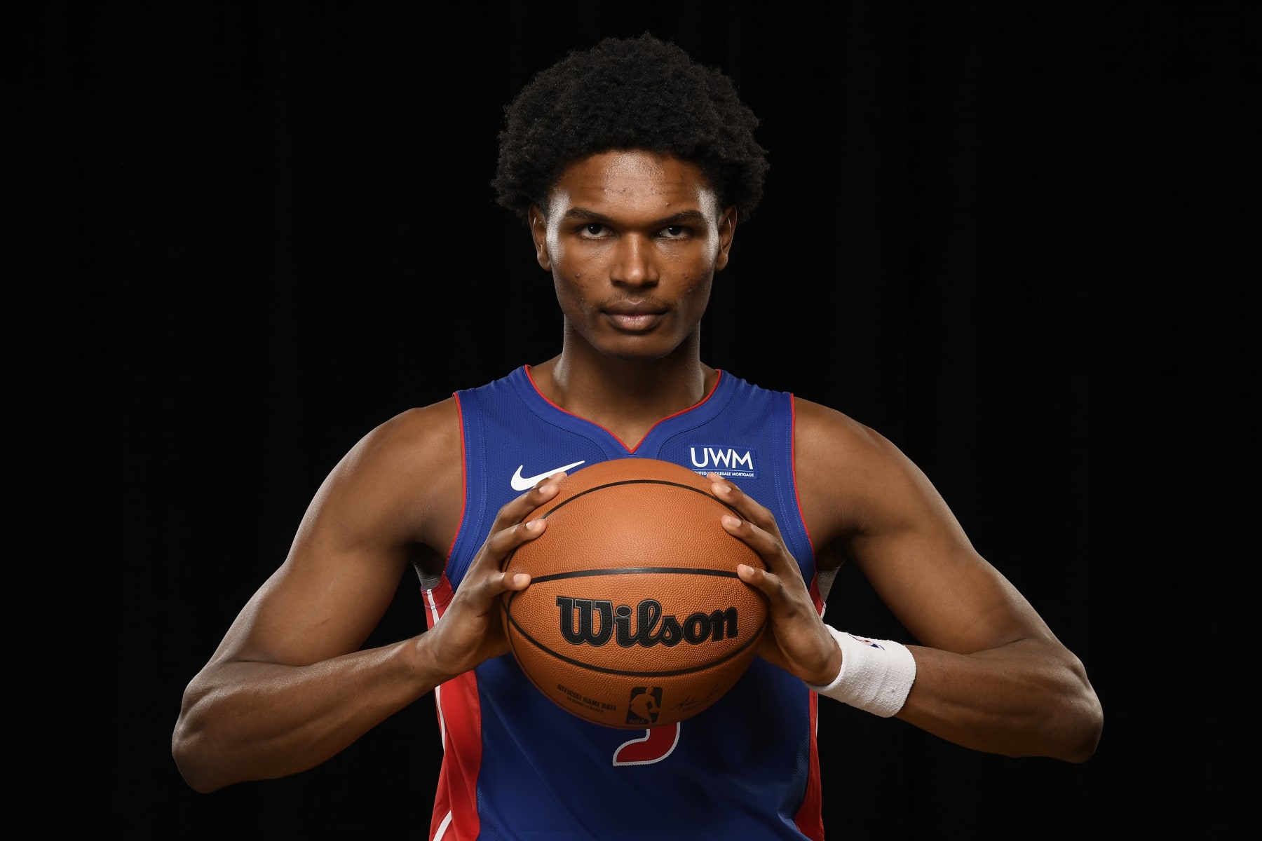 LAS VEGAS, NV - JULY 13: Ausar Thompson #9 of the Detroit Pistons poses for a portrait during the 2023 NBA Rookie Photo Shoot on July 13, 2023 at the University of Nevada, Las Vegas campus in Las Vegas, Nevada. NOTE TO USER: User expressly acknowledges and agrees that, by downloading and/or using this Photograph, user is consenting to the terms and conditions of the Getty Images License Agreement. Mandatory Copyright Notice: Copyright 2023 NBAE (Photo by Brian Babineau/NBAE via Getty Images)